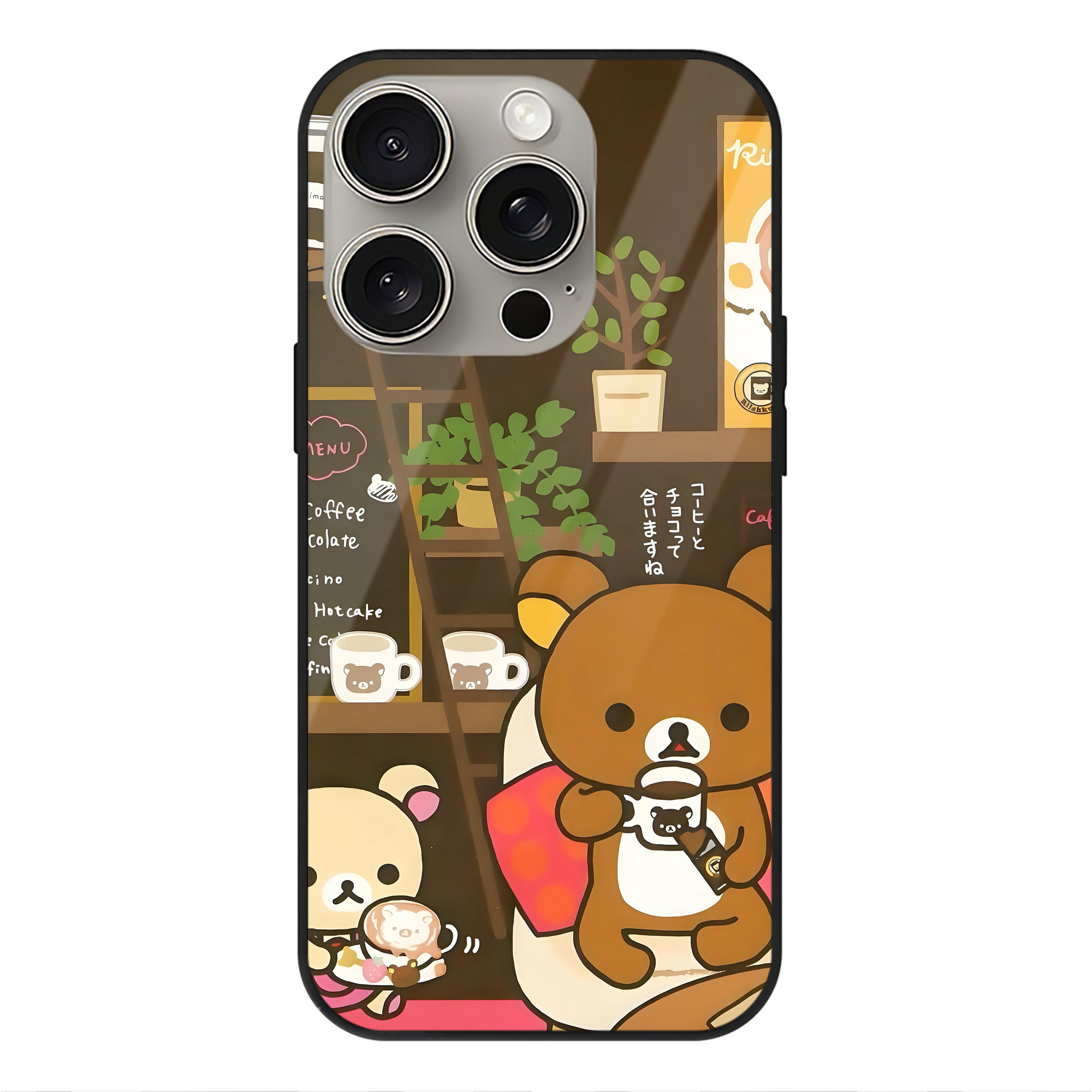 （画像用） リラックマ リラックマ キイロイトリ Rilakkuma Korilakkuma Kiiroitori 【iPhone15Pro対応】スマホケース 耐衝撃＆黄変防止 背面ガラス