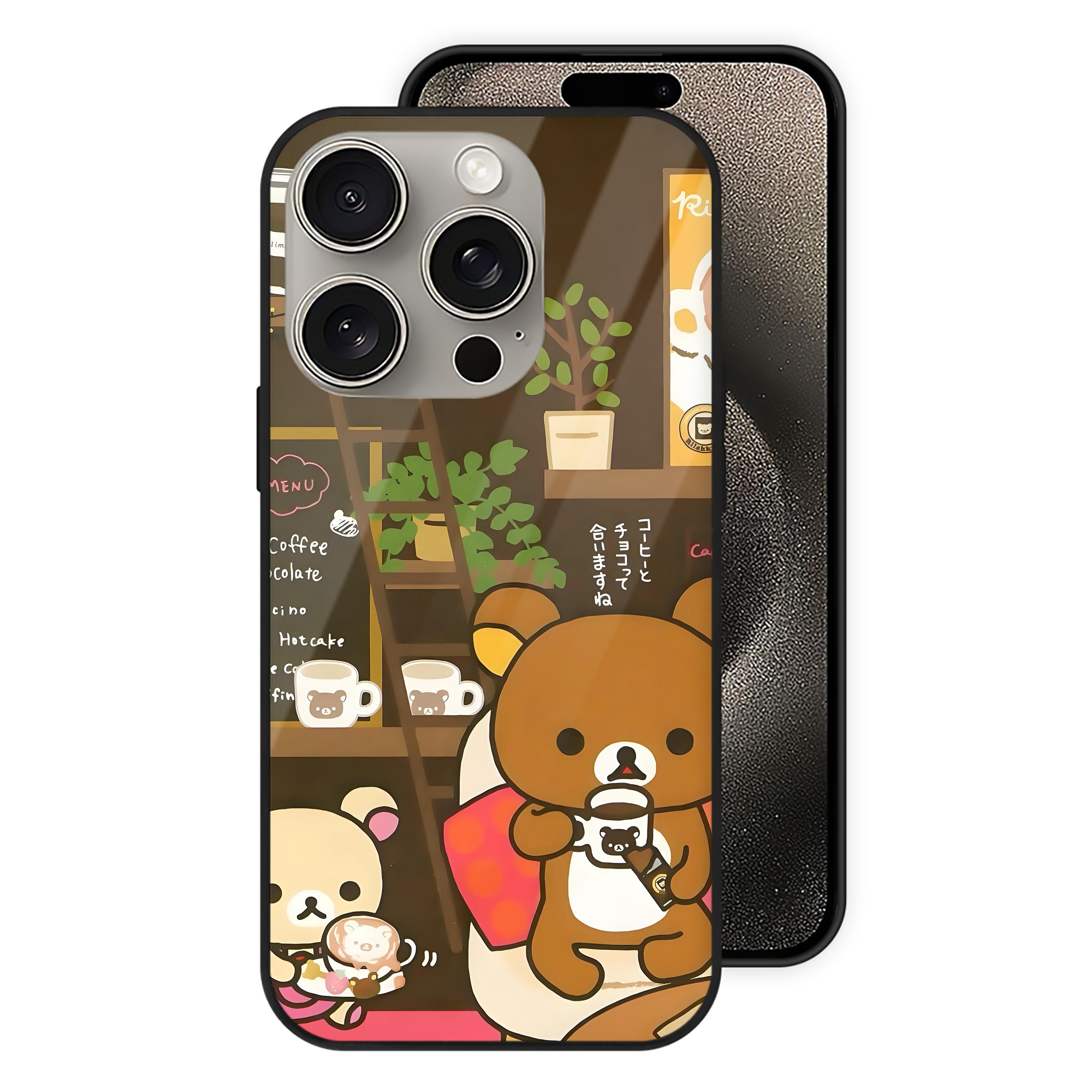 （画像用） リラックマ リラックマ キイロイトリ Rilakkuma Korilakkuma Kiiroitori 【iPhone15Pro対応】スマホケース 耐衝撃＆黄変防止 背面ガラス