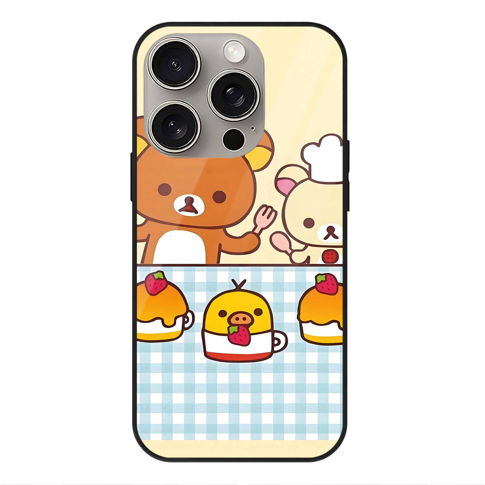 （画像用） リラックマ リラックマ キイロイトリ Rilakkuma Korilakkuma Kiiroitori 【iPhone15Pro対応】スマホケース 耐衝撃＆黄変防止 背面ガラス