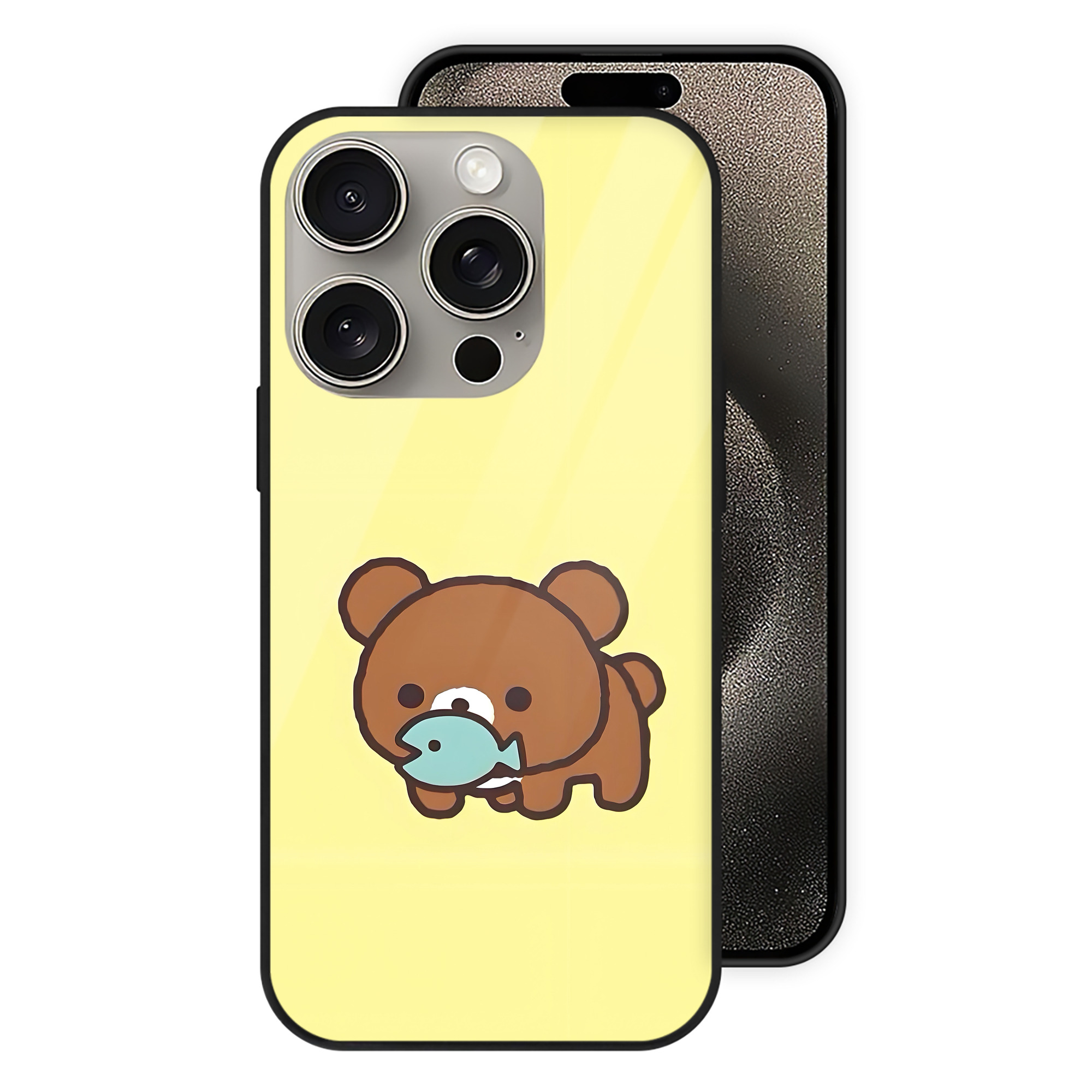 （画像用） リラックマ リラックマ キイロイトリ Rilakkuma Korilakkuma Kiiroitori 【iPhone15Pro対応】スマホケース 耐衝撃＆黄変防止 背面ガラス