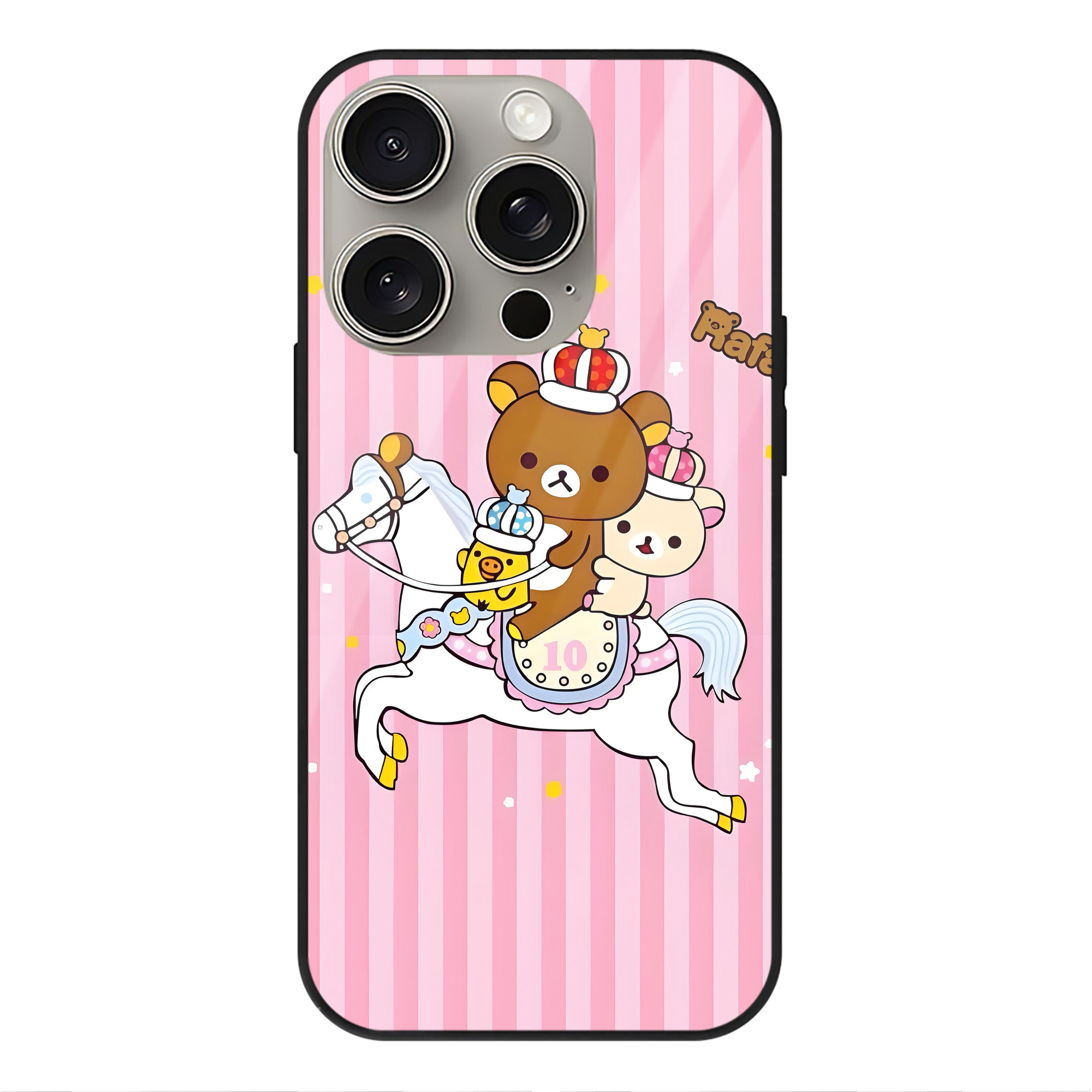 （画像用） リラックマ リラックマ キイロイトリ Rilakkuma Korilakkuma Kiiroitori 【iPhone15Pro対応】スマホケース 耐衝撃＆黄変防止 背面ガラス