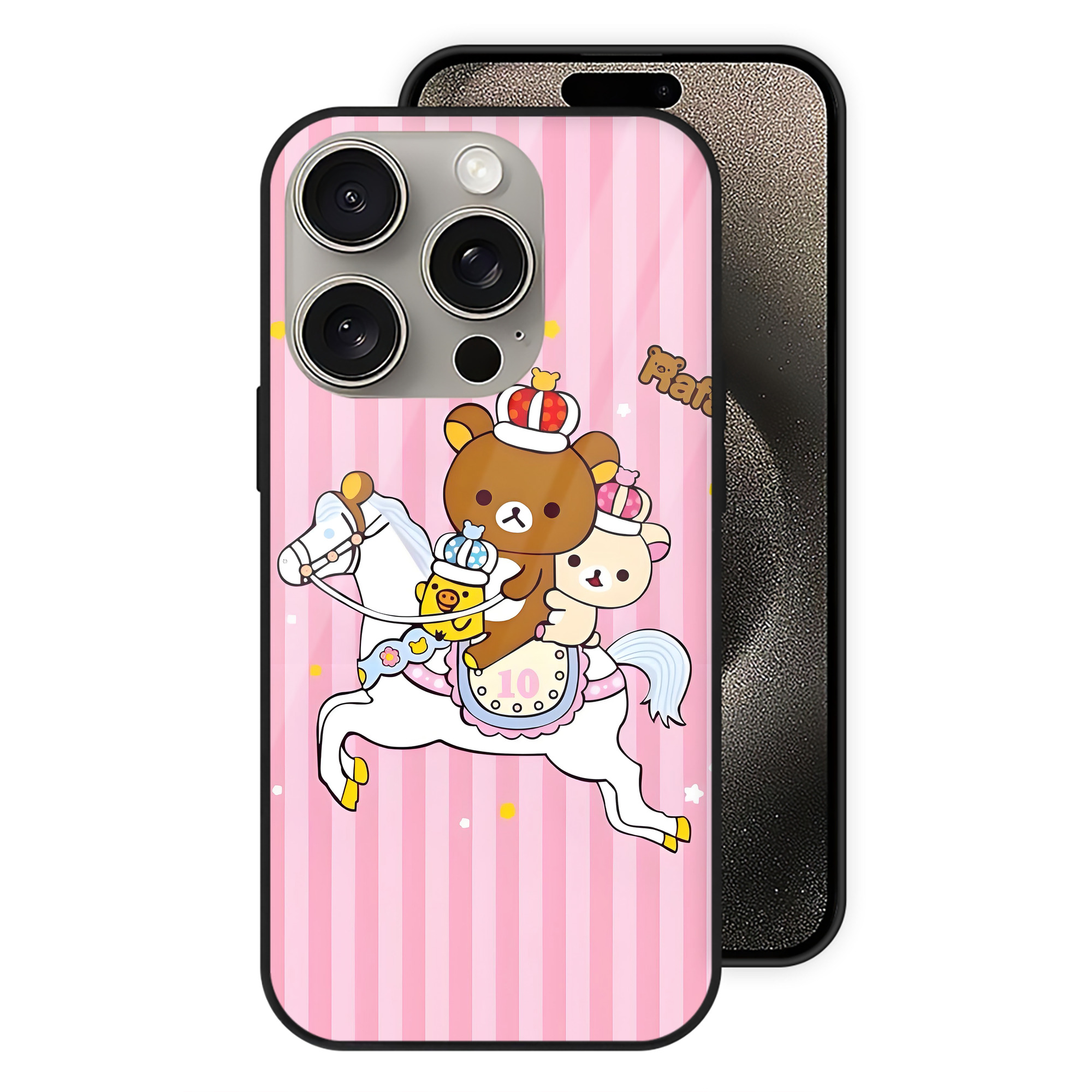 （画像用） リラックマ リラックマ キイロイトリ Rilakkuma Korilakkuma Kiiroitori 【iPhone15Pro対応】スマホケース 耐衝撃＆黄変防止 背面ガラス