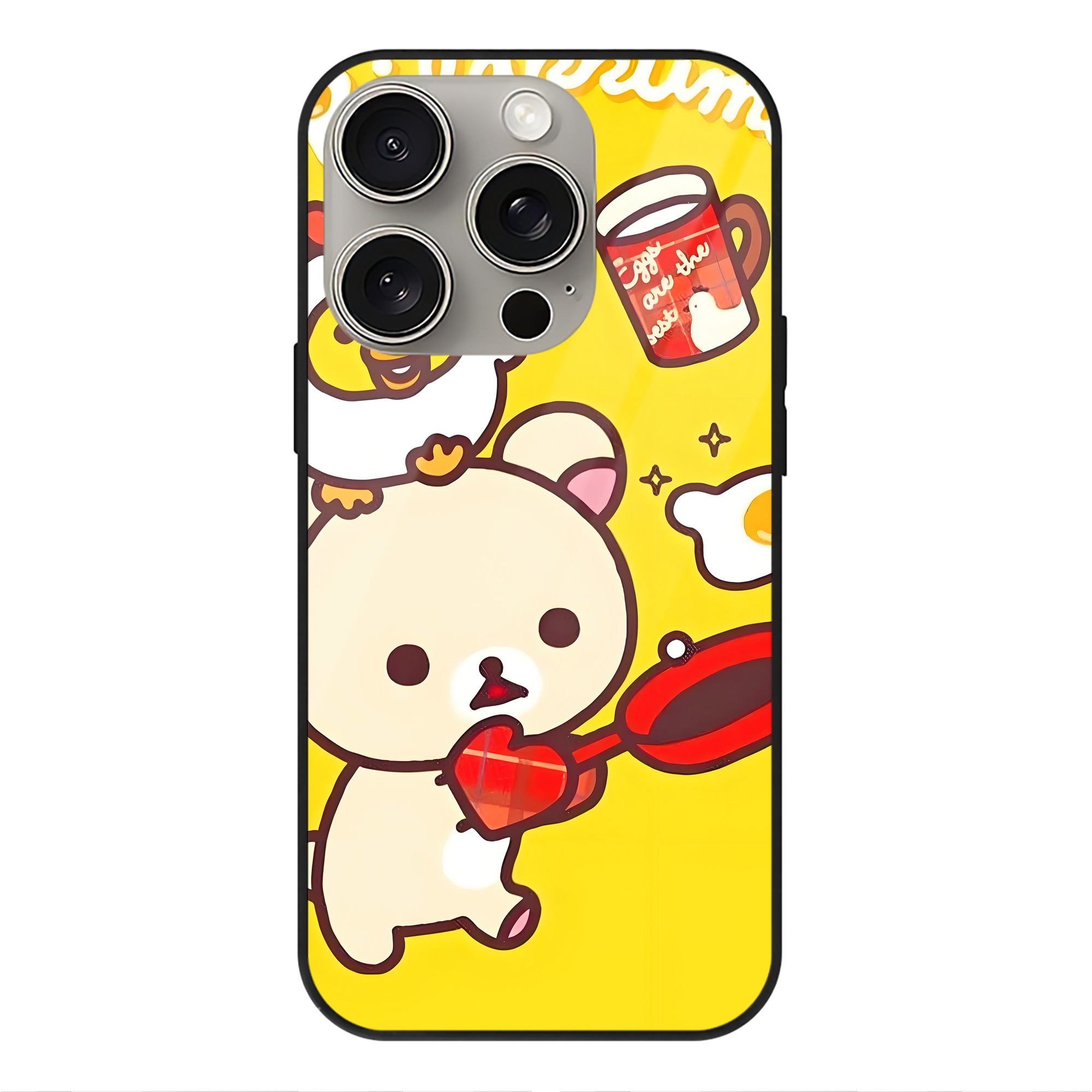 （画像用） リラックマ リラックマ キイロイトリ Rilakkuma Korilakkuma Kiiroitori 【iPhone15Pro対応】スマホケース 耐衝撃＆黄変防止 背面ガラス