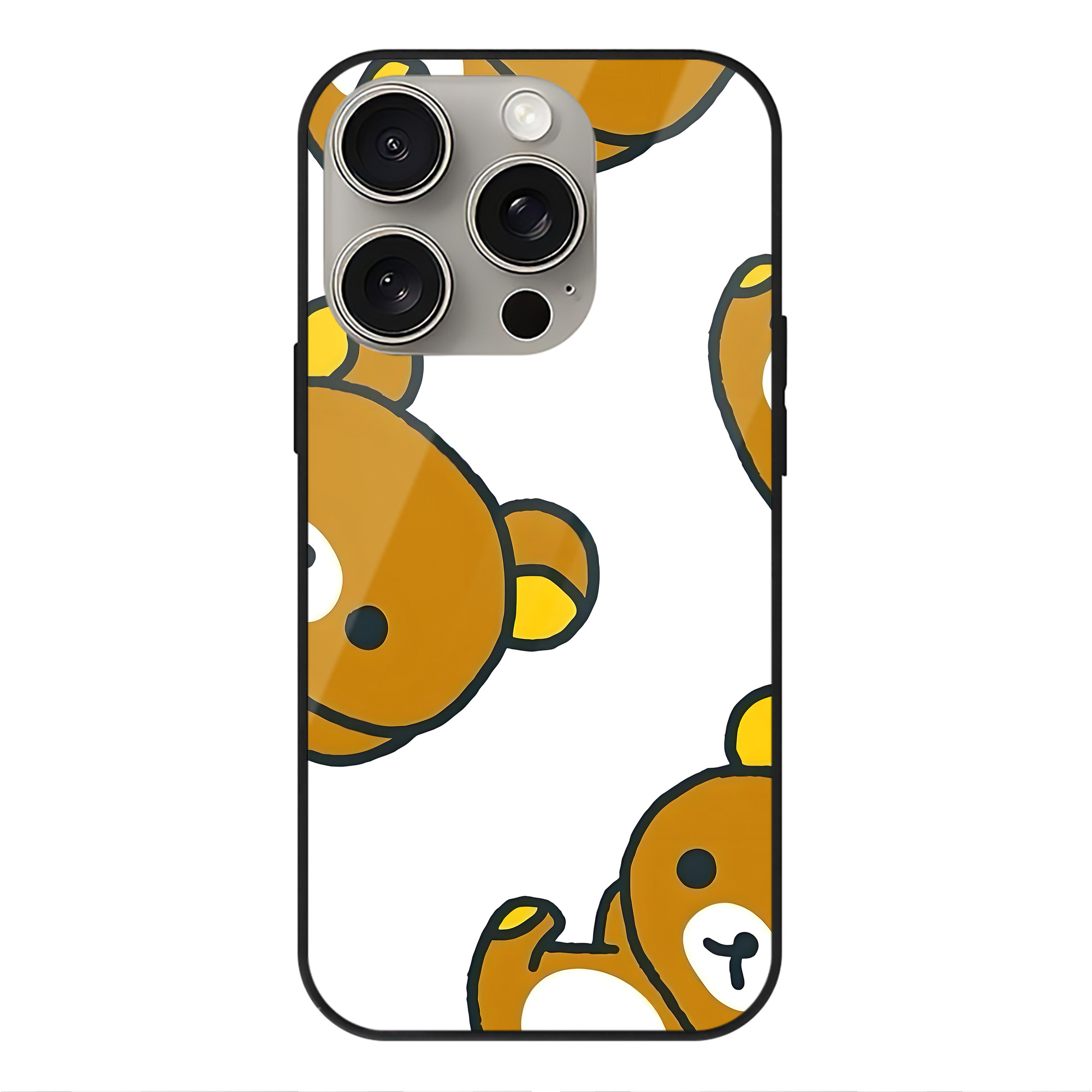 （画像用） リラックマ リラックマ キイロイトリ Rilakkuma Korilakkuma Kiiroitori 【iPhone15Pro対応】スマホケース 耐衝撃＆黄変防止 背面ガラス