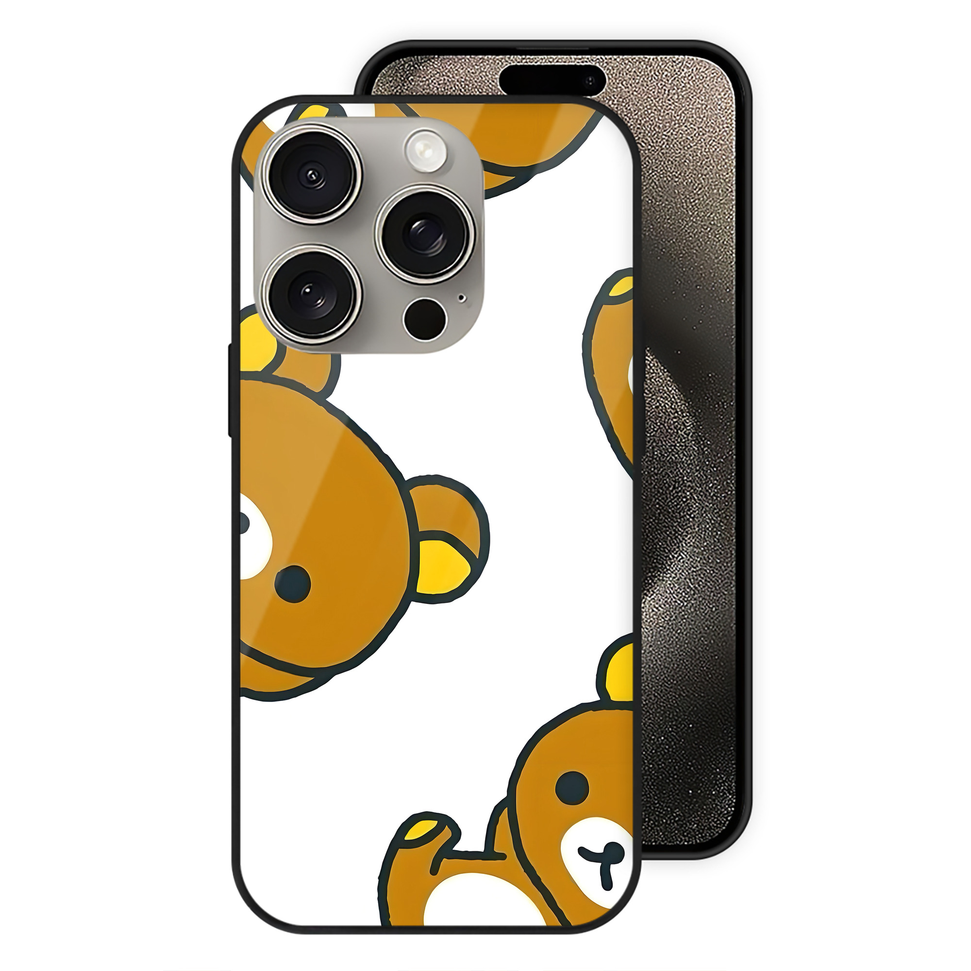 （画像用） リラックマ リラックマ キイロイトリ Rilakkuma Korilakkuma Kiiroitori 【iPhone15Pro対応】スマホケース 耐衝撃＆黄変防止 背面ガラス