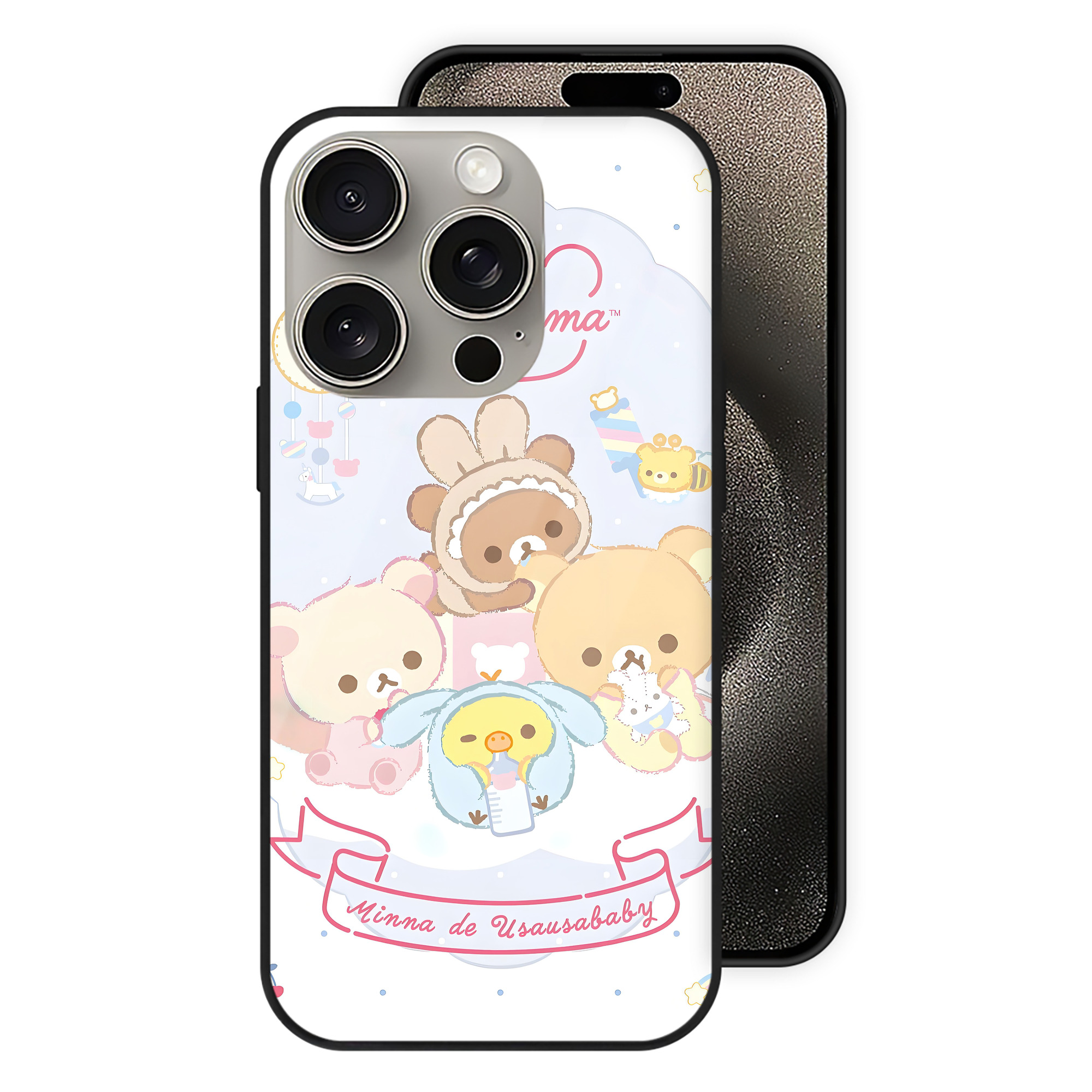 （画像用） リラックマ リラックマ キイロイトリ Rilakkuma Korilakkuma Kiiroitori 【iPhone15Pro対応】スマホケース 耐衝撃＆黄変防止 背面ガラス