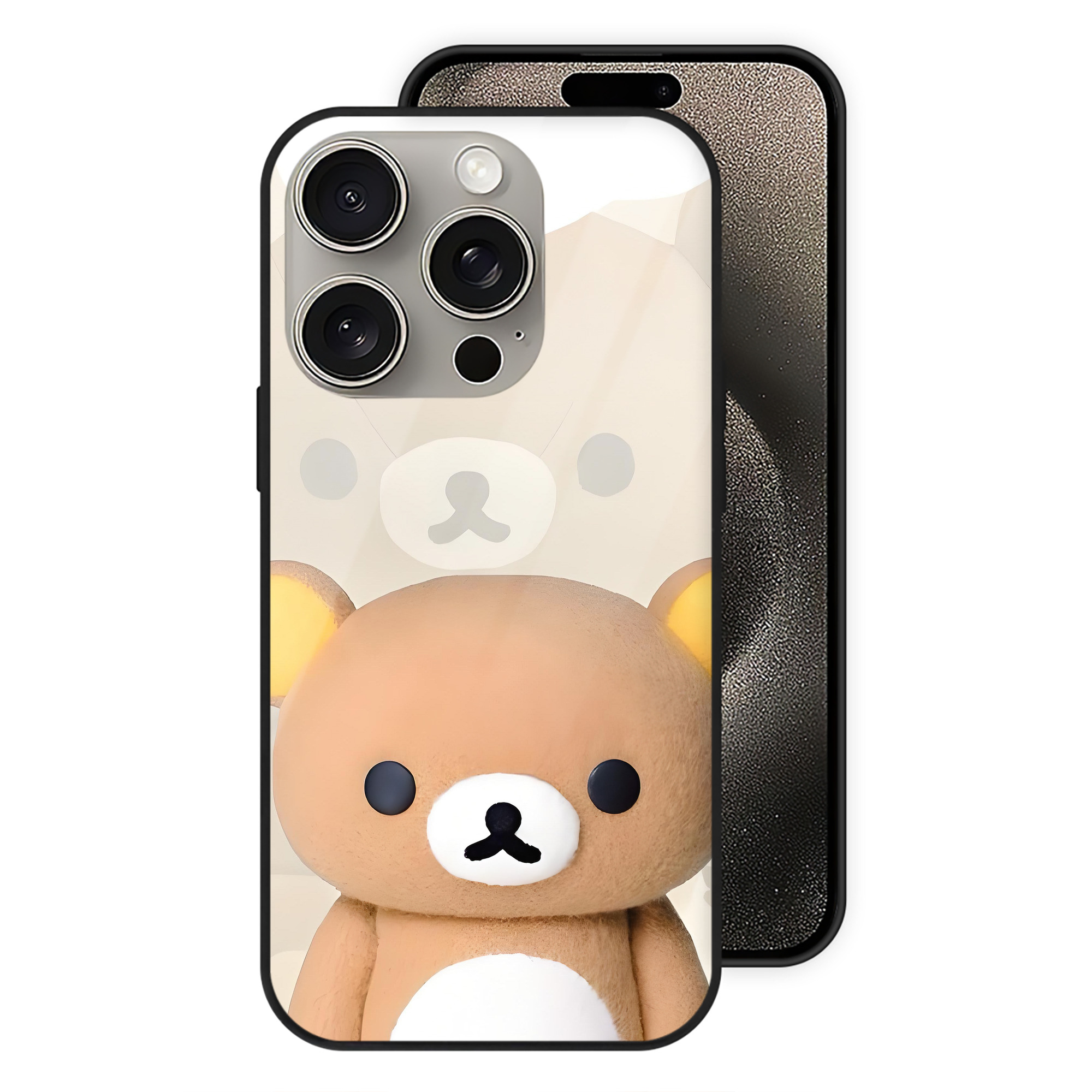（画像用） リラックマ リラックマ キイロイトリ Rilakkuma Korilakkuma Kiiroitori 【iPhone15Pro対応】スマホケース 耐衝撃＆黄変防止 背面ガラス