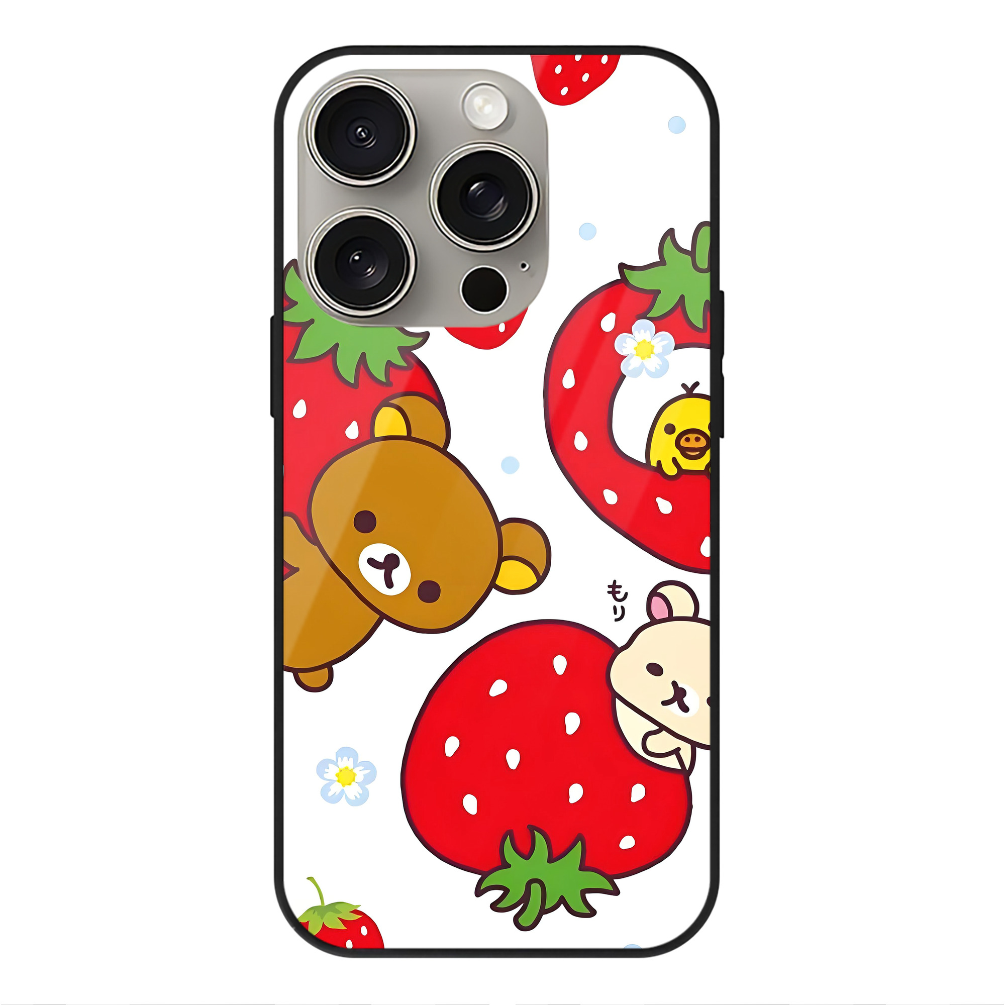 （画像用） リラックマ リラックマ キイロイトリ Rilakkuma Korilakkuma Kiiroitori 【iPhone15Pro対応】スマホケース 耐衝撃＆黄変防止 背面ガラス