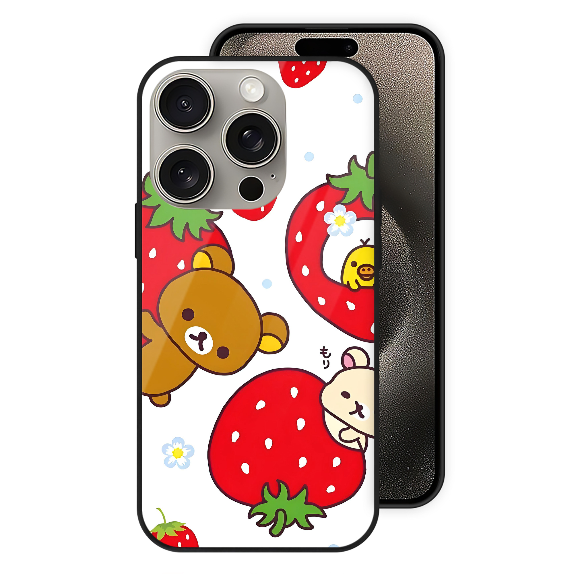 （画像用） リラックマ リラックマ キイロイトリ Rilakkuma Korilakkuma Kiiroitori 【iPhone15Pro対応】スマホケース 耐衝撃＆黄変防止 背面ガラス