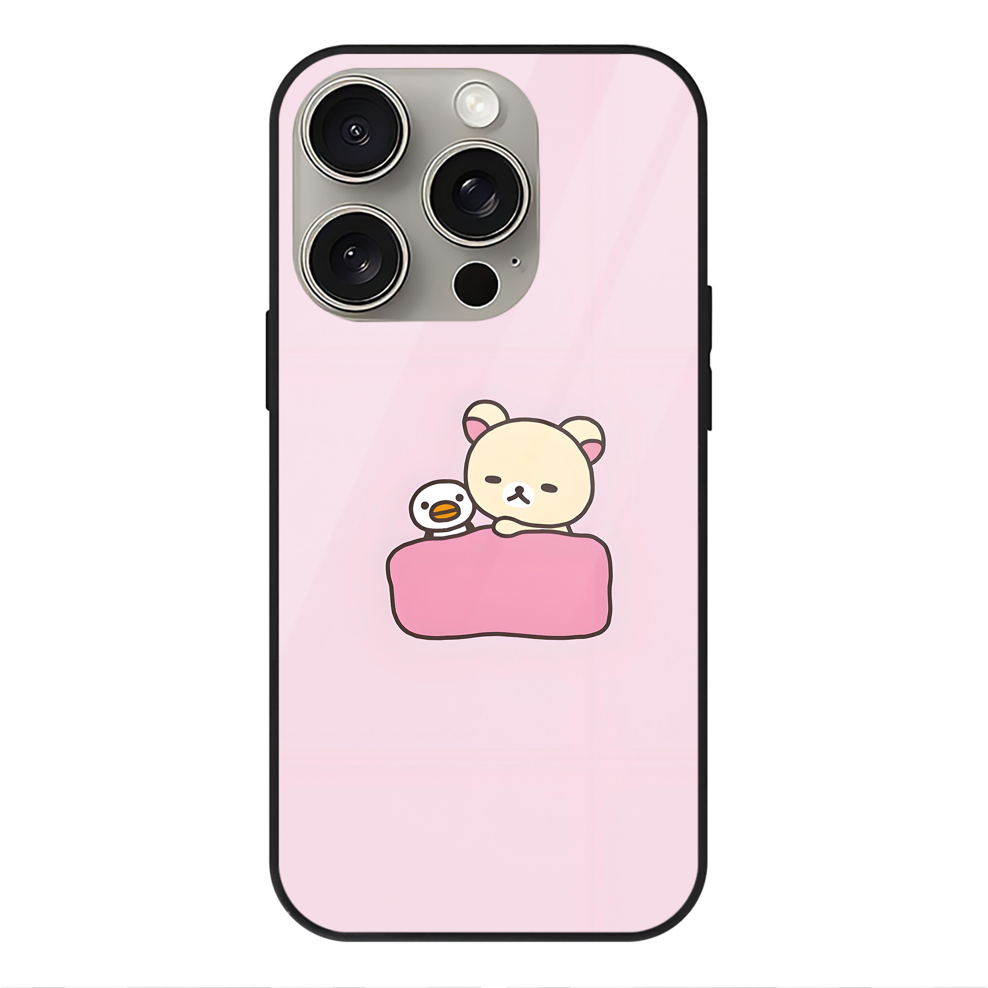 （画像用） リラックマ リラックマ キイロイトリ Rilakkuma Korilakkuma Kiiroitori 【iPhone15Pro対応】スマホケース 耐衝撃＆黄変防止 背面ガラス