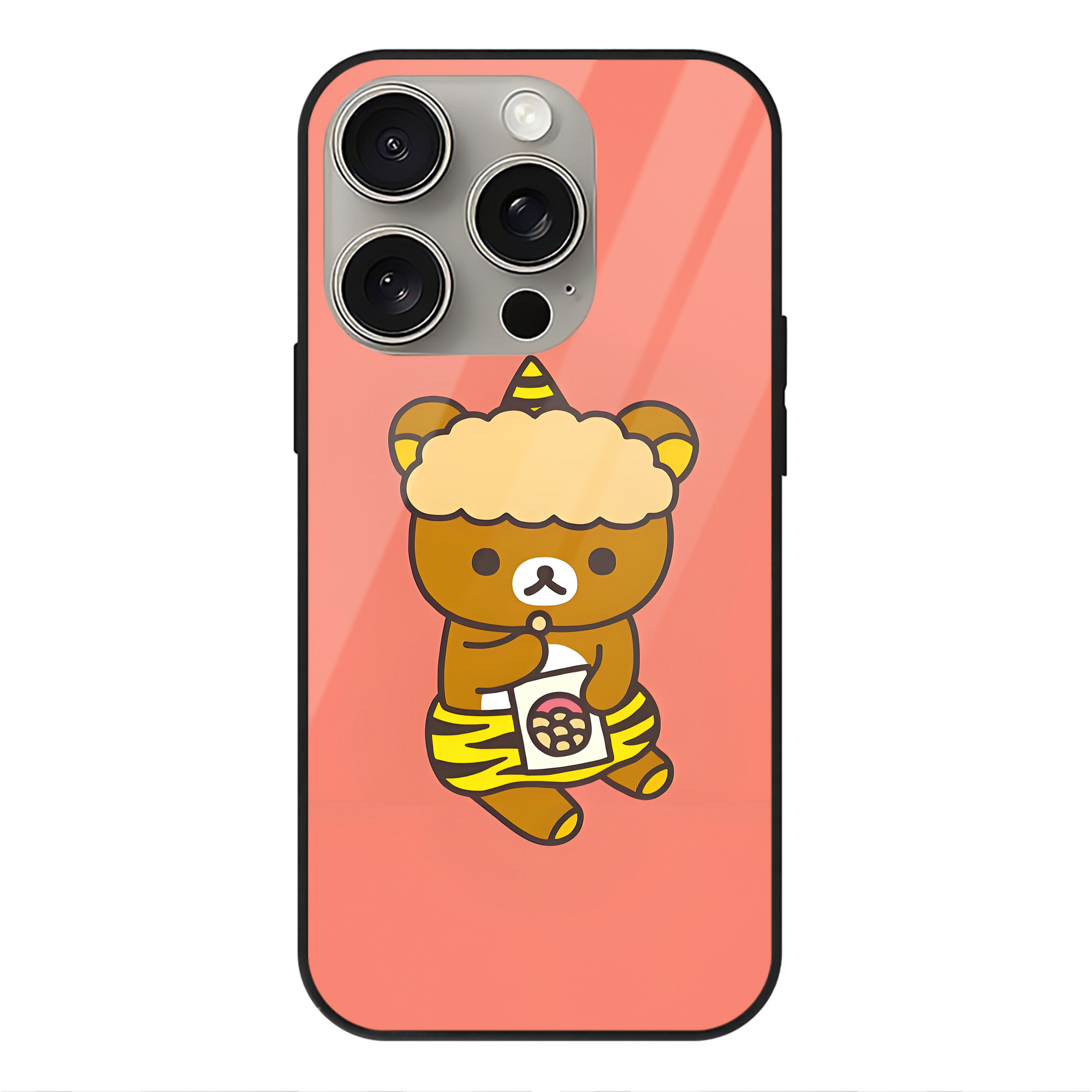 （画像用） リラックマ リラックマ キイロイトリ Rilakkuma Korilakkuma Kiiroitori 【iPhone15Pro対応】スマホケース 耐衝撃＆黄変防止 背面ガラス