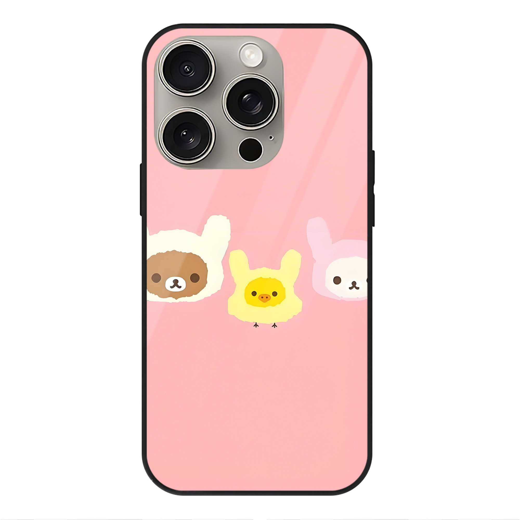 （画像用） リラックマ リラックマ キイロイトリ Rilakkuma Korilakkuma Kiiroitori 【iPhone15Pro対応】スマホケース 耐衝撃＆黄変防止 背面ガラス