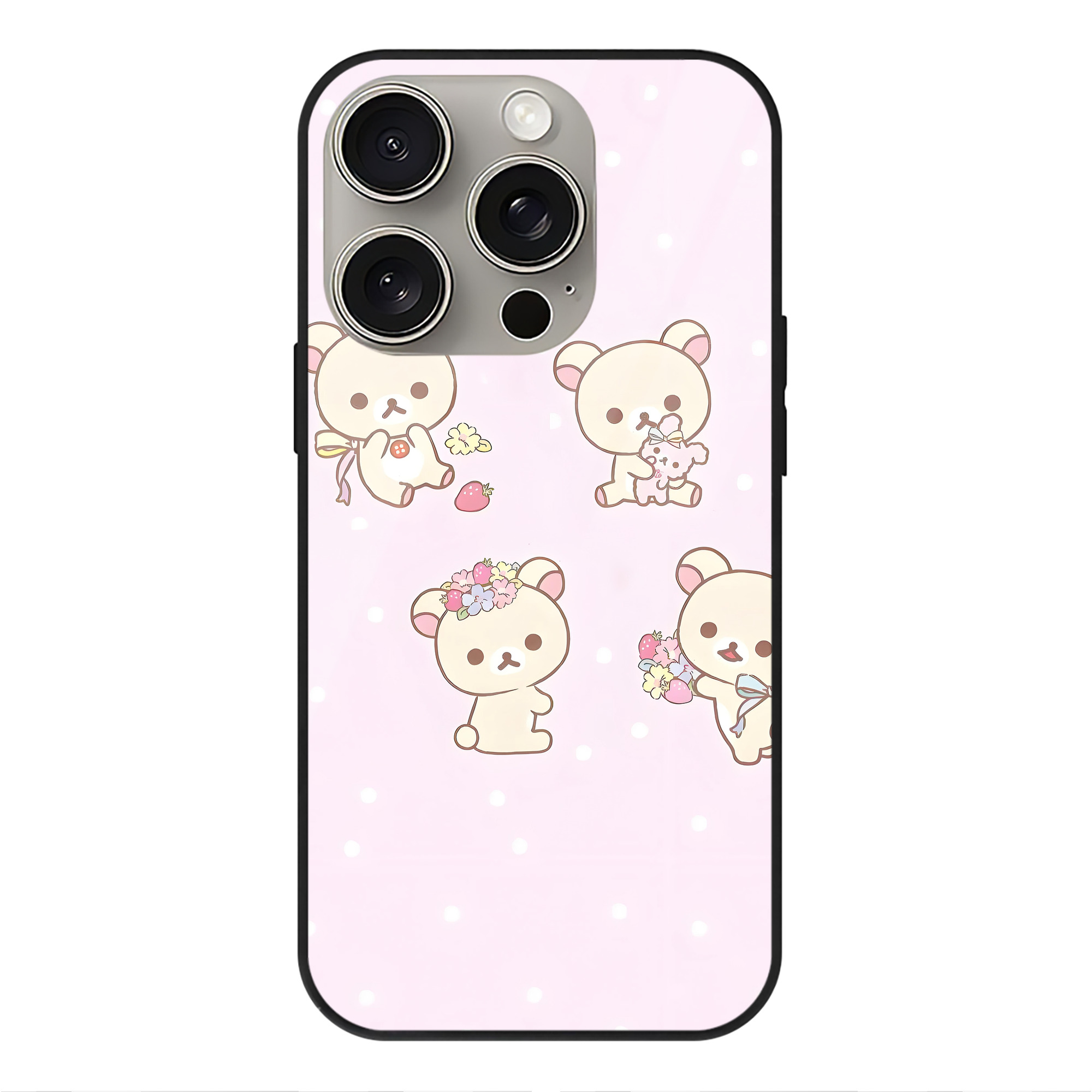 （画像用） リラックマ リラックマ キイロイトリ Rilakkuma Korilakkuma Kiiroitori 【iPhone15Pro対応】スマホケース 耐衝撃＆黄変防止 背面ガラス