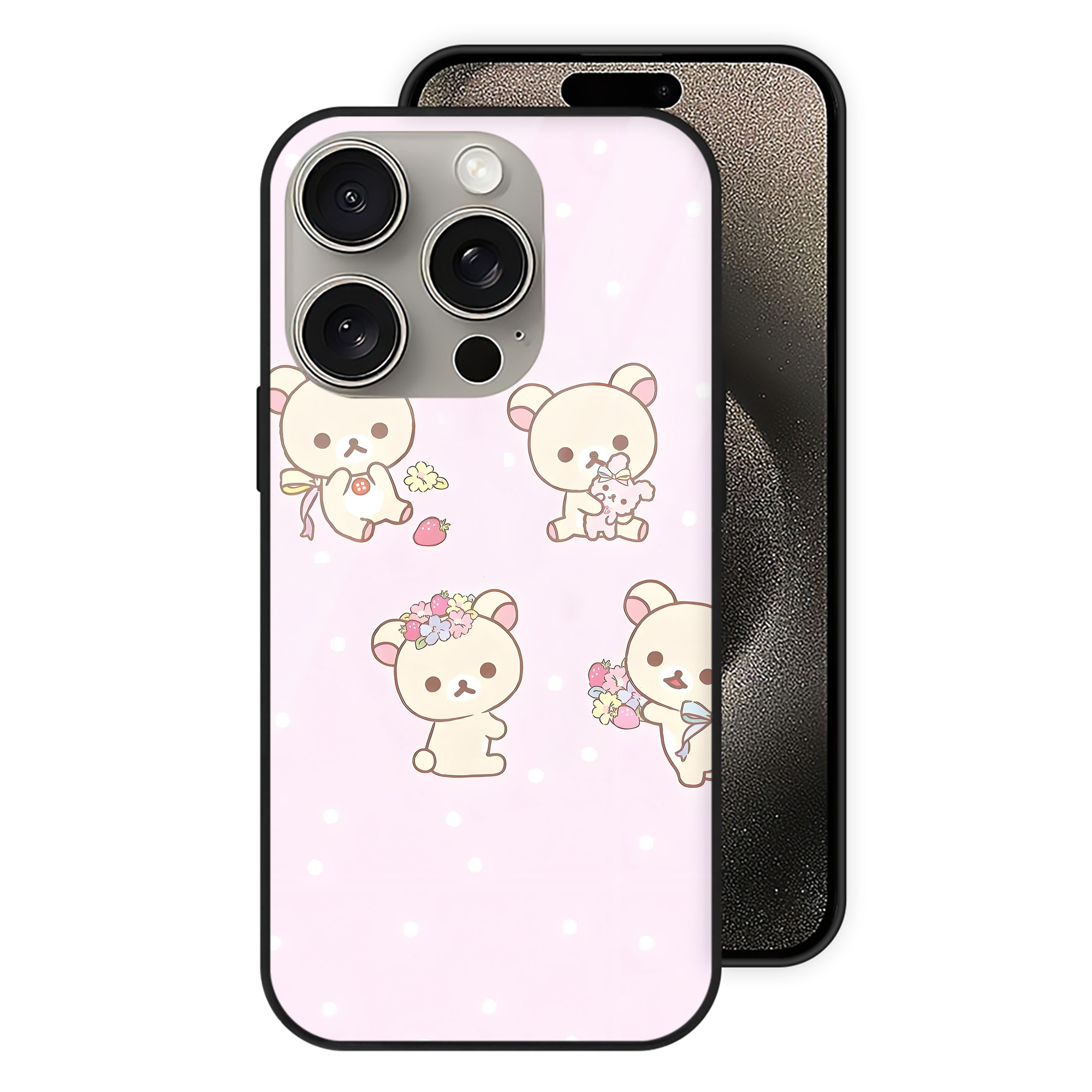 （画像用） リラックマ リラックマ キイロイトリ Rilakkuma Korilakkuma Kiiroitori 【iPhone15Pro対応】スマホケース 耐衝撃＆黄変防止 背面ガラス