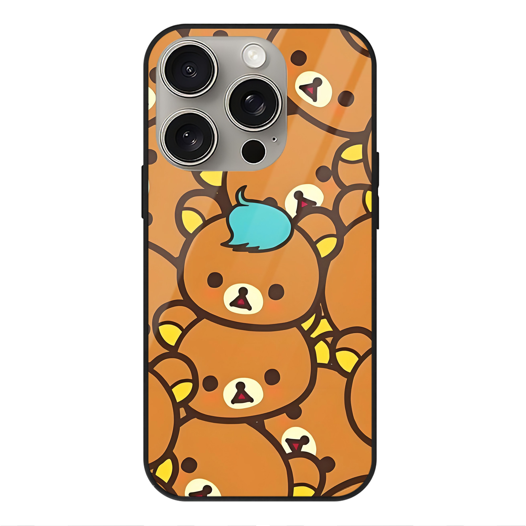 （画像用） リラックマ リラックマ キイロイトリ Rilakkuma Korilakkuma Kiiroitori 【iPhone15Pro対応】スマホケース 耐衝撃＆黄変防止 背面ガラス