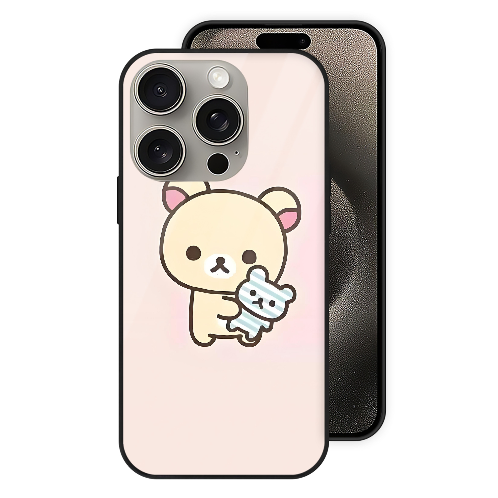 （画像用） リラックマ リラックマ キイロイトリ Rilakkuma Korilakkuma Kiiroitori 【iPhone15Pro対応】スマホケース 耐衝撃＆黄変防止 背面ガラス