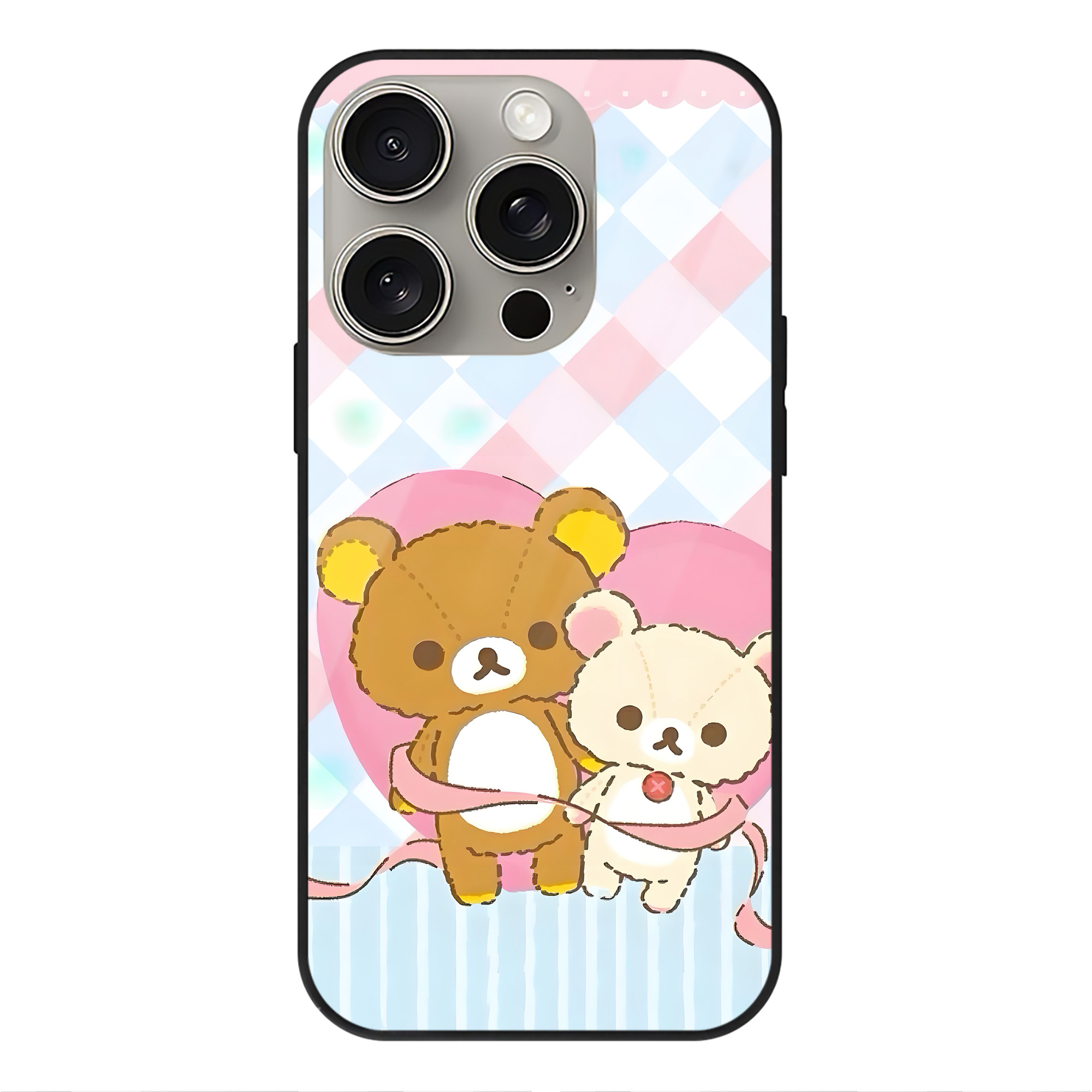 （画像用） リラックマ リラックマ キイロイトリ Rilakkuma Korilakkuma Kiiroitori 【iPhone15Pro対応】スマホケース 耐衝撃＆黄変防止 背面ガラス