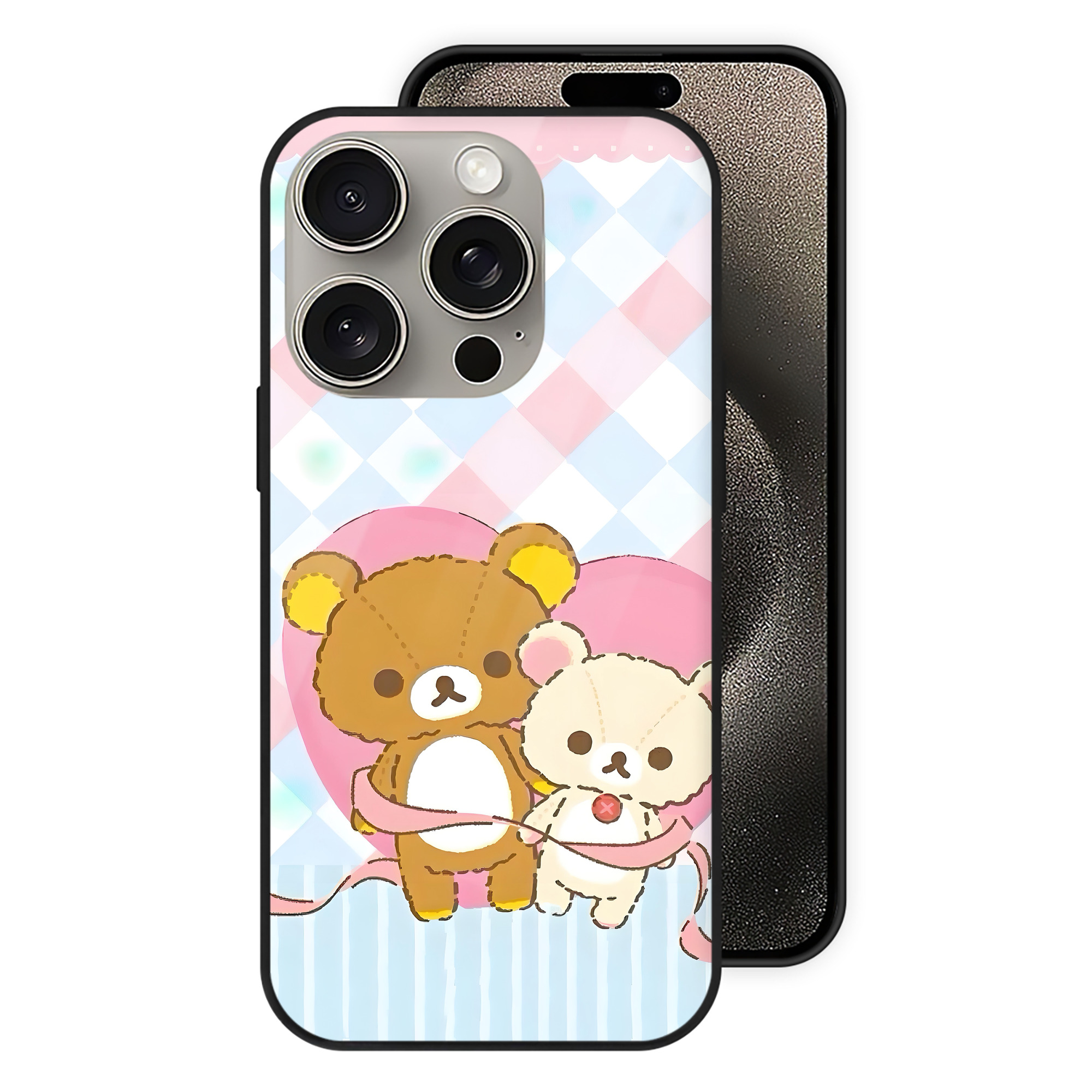 （画像用） リラックマ リラックマ キイロイトリ Rilakkuma Korilakkuma Kiiroitori 【iPhone15Pro対応】スマホケース 耐衝撃＆黄変防止 背面ガラス