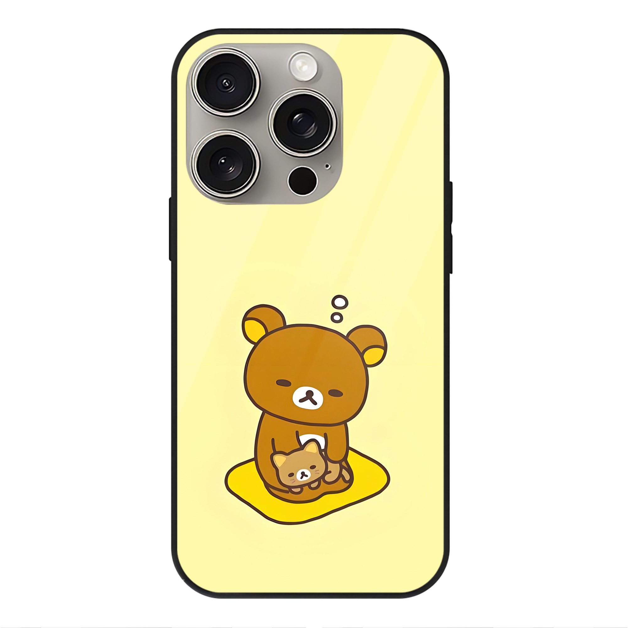 （画像用） リラックマ リラックマ キイロイトリ Rilakkuma Korilakkuma Kiiroitori 【iPhone15Pro対応】スマホケース 耐衝撃＆黄変防止 背面ガラス