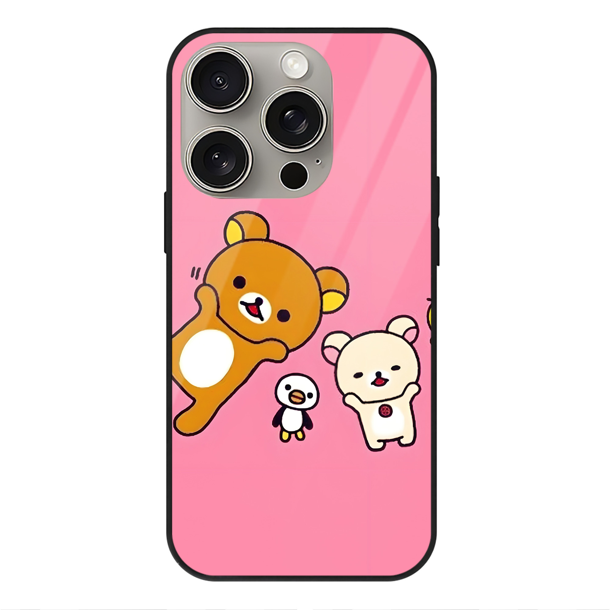 （画像用） リラックマ リラックマ キイロイトリ Rilakkuma Korilakkuma Kiiroitori 【iPhone15Pro対応】スマホケース 耐衝撃＆黄変防止 背面ガラス