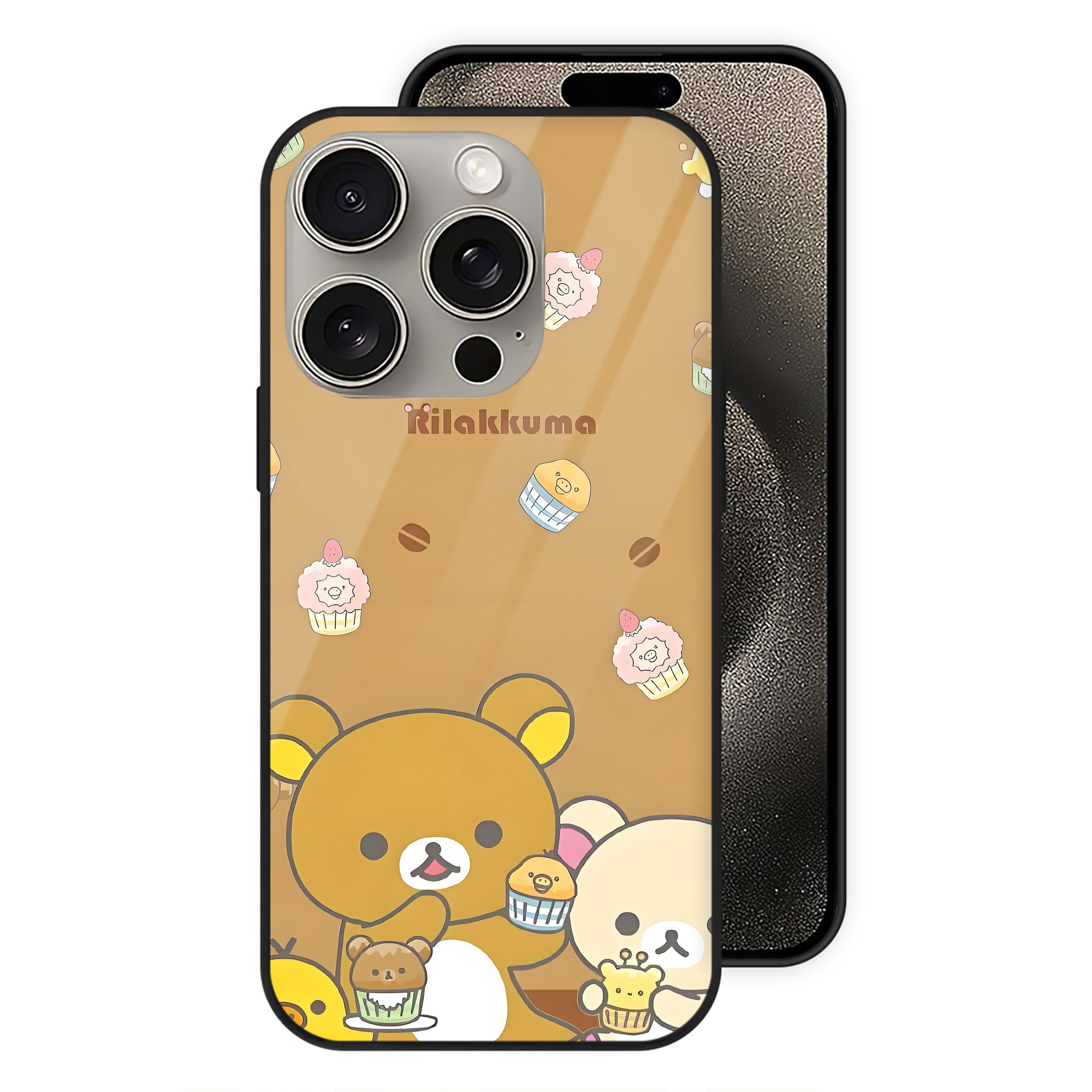 （画像用） リラックマ リラックマ キイロイトリ Rilakkuma Korilakkuma Kiiroitori 【iPhone15Pro対応】スマホケース 耐衝撃＆黄変防止 背面ガラス