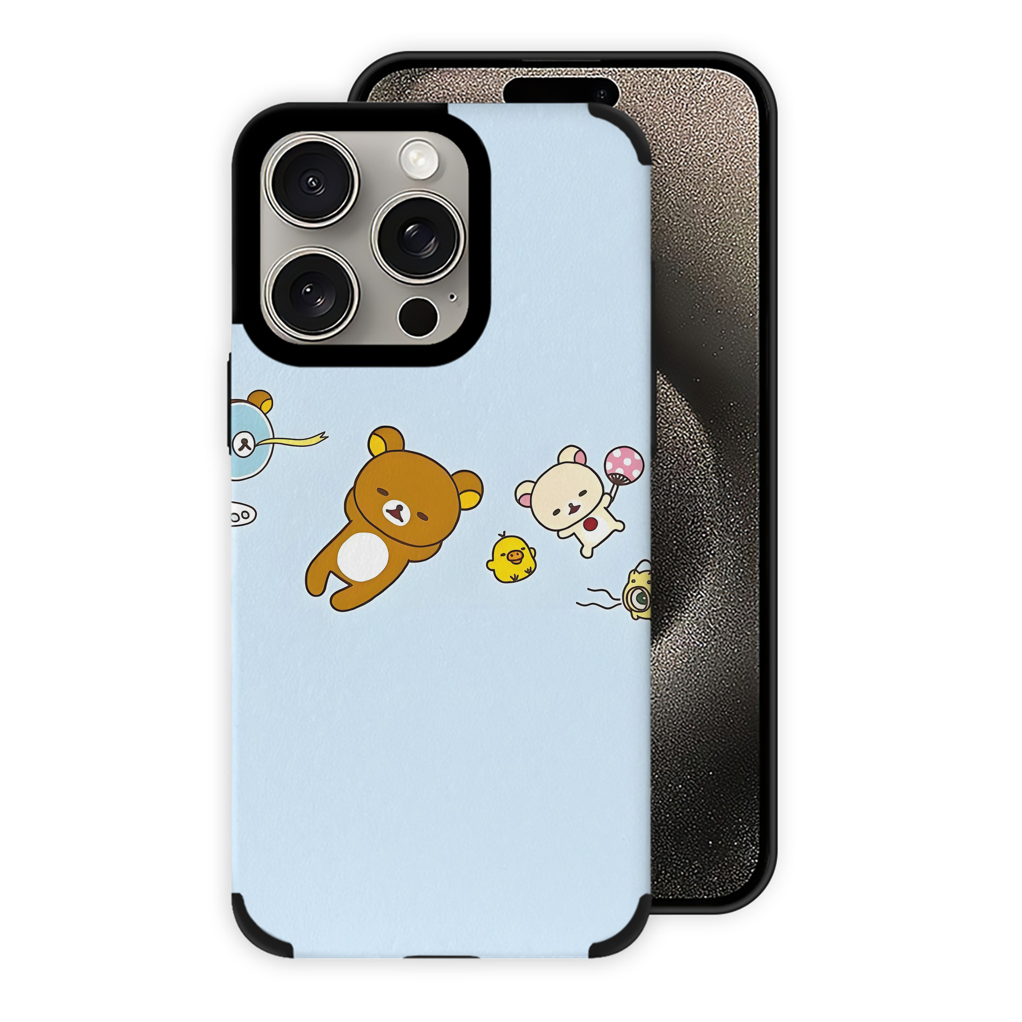 （画像用） リラックマ リラックマ キイロイトリ Rilakkuma Korilakkuma Kiiroitori 【iPhone15ProMax対応】 PUレザー スマホケース 耐衝撃＆黄変防止