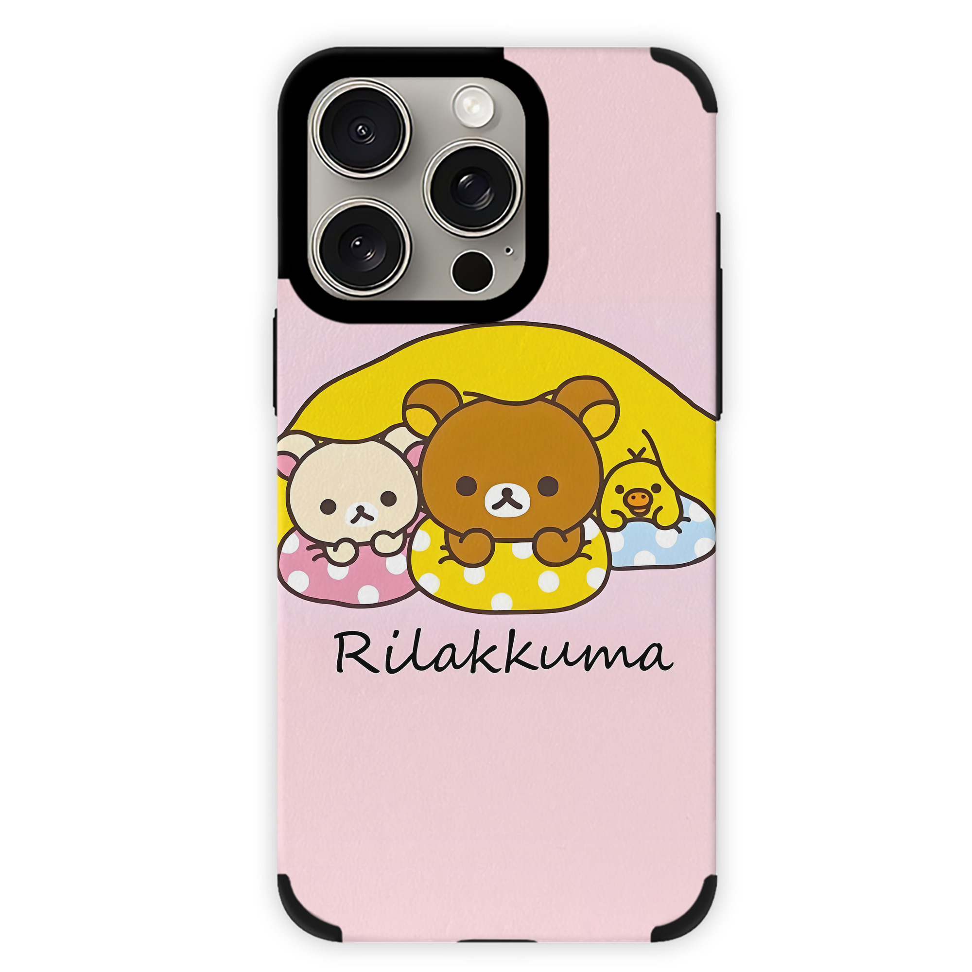 （画像用） リラックマ リラックマ キイロイトリ Rilakkuma Korilakkuma Kiiroitori 【iPhone15ProMax対応】 PUレザー スマホケース 耐衝撃＆黄変防止