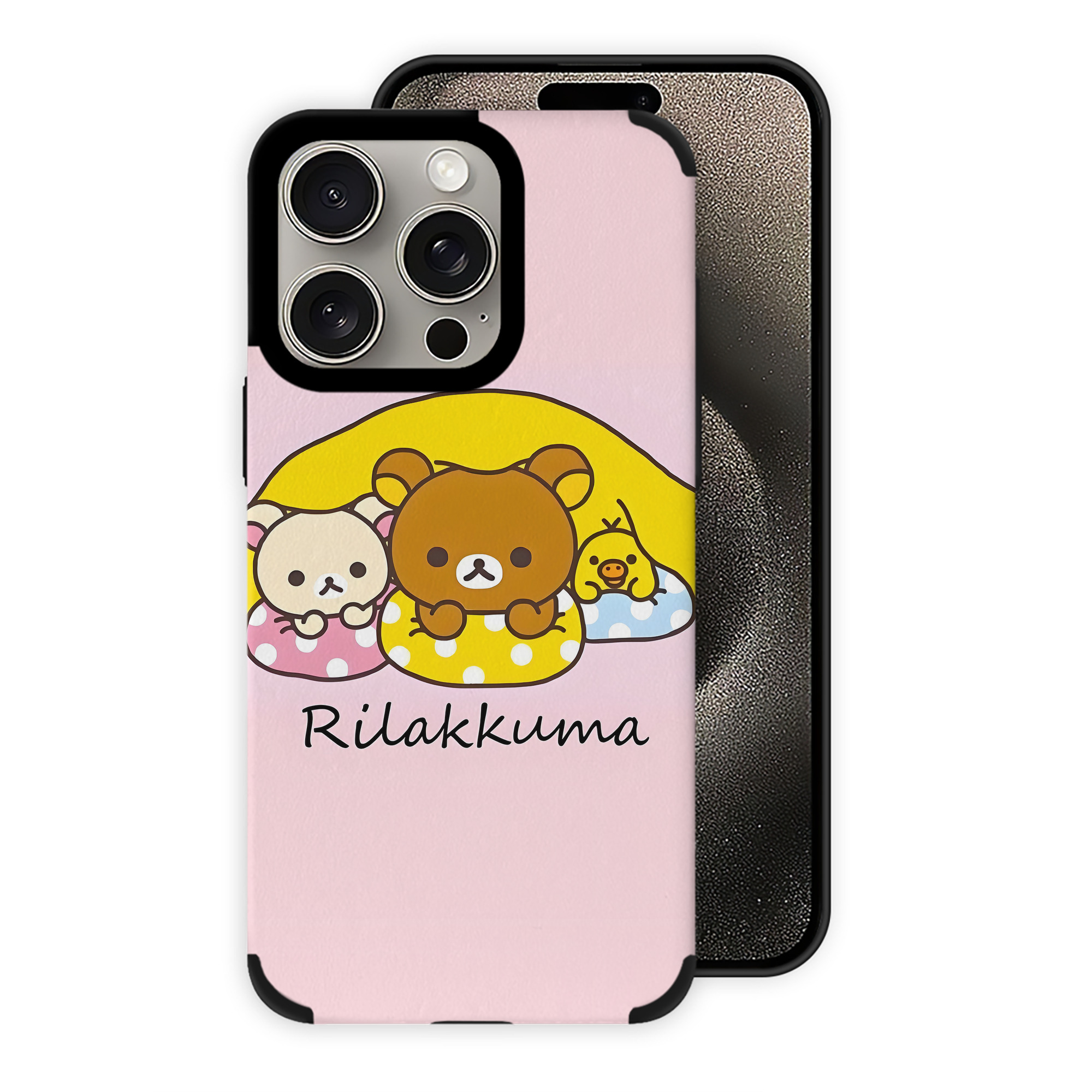 （画像用） リラックマ リラックマ キイロイトリ Rilakkuma Korilakkuma Kiiroitori 【iPhone15ProMax対応】 PUレザー スマホケース 耐衝撃＆黄変防止