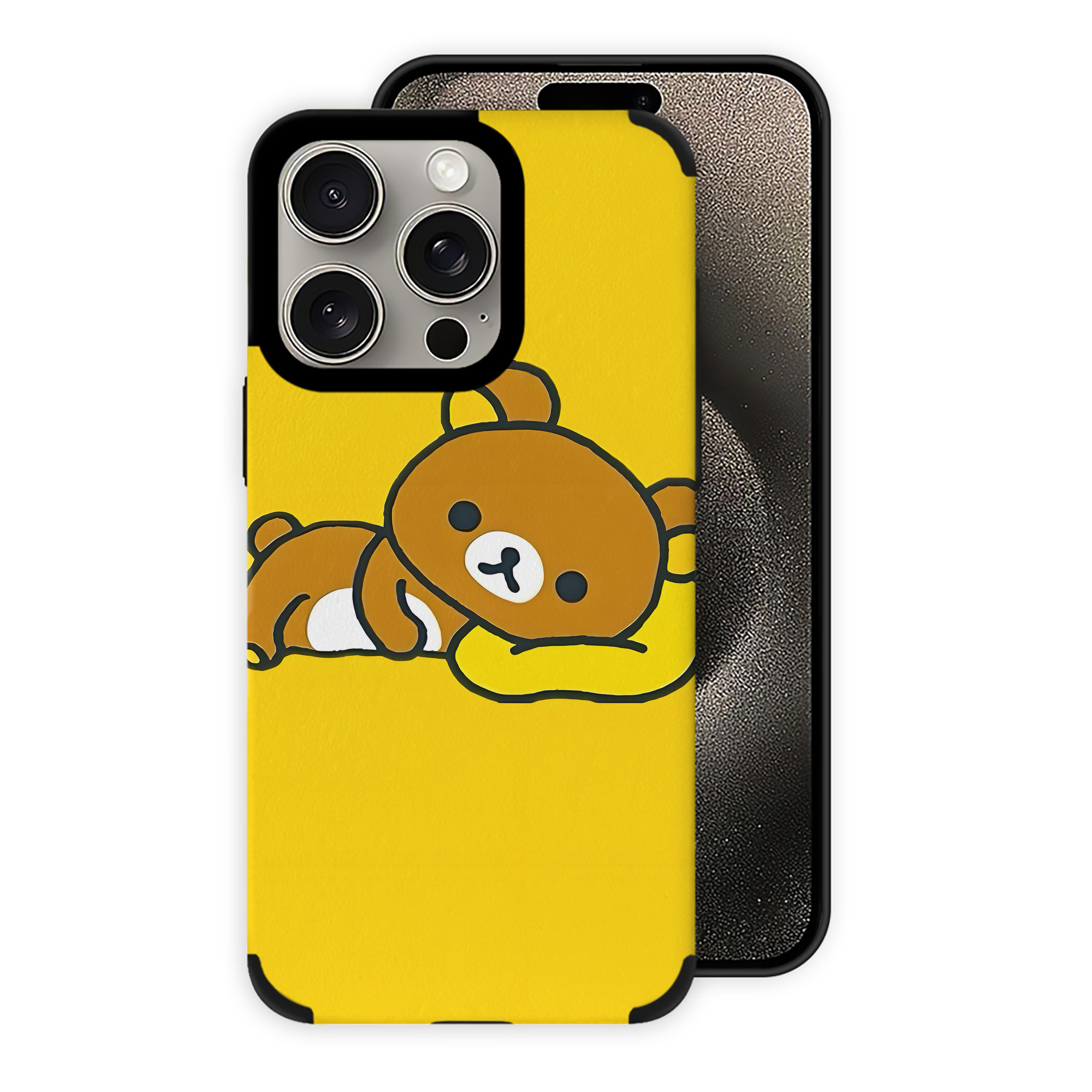 （画像用） リラックマ リラックマ キイロイトリ Rilakkuma Korilakkuma Kiiroitori 【iPhone15ProMax対応】 PUレザー スマホケース 耐衝撃＆黄変防止