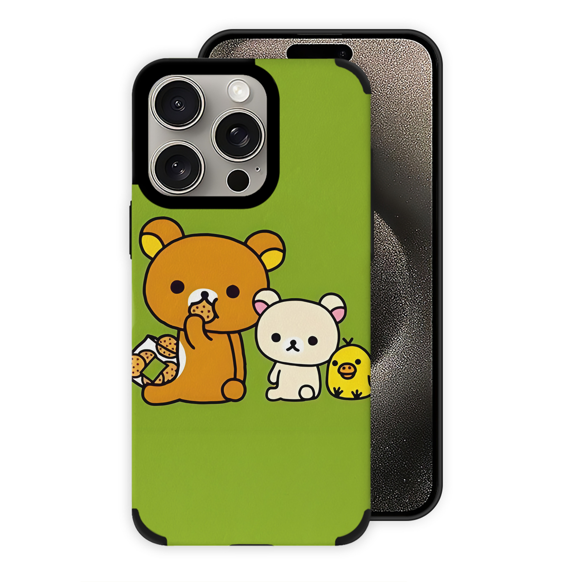 （画像用） リラックマ リラックマ キイロイトリ Rilakkuma Korilakkuma Kiiroitori 【iPhone15ProMax対応】 PUレザー スマホケース 耐衝撃＆黄変防止