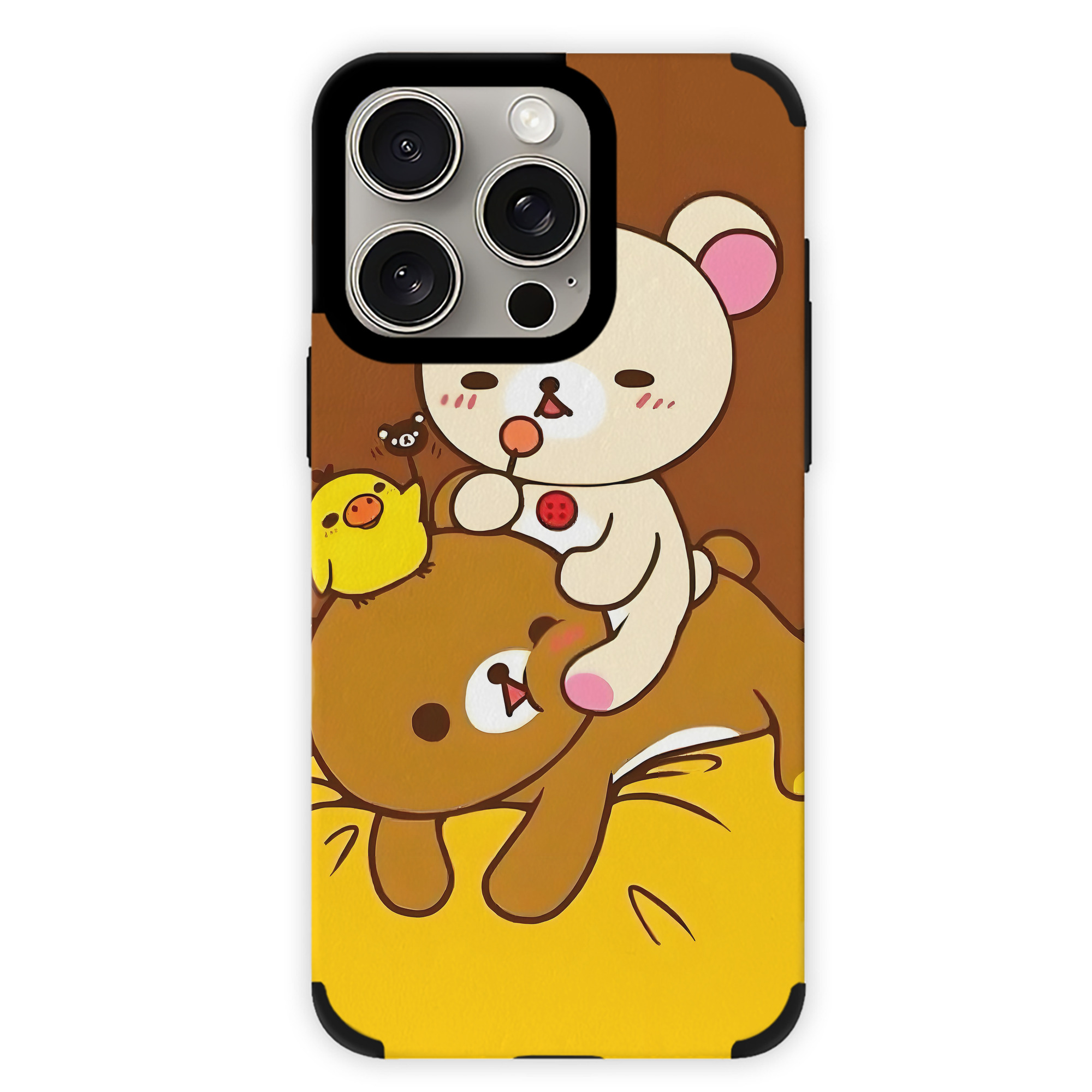 （画像用） リラックマ リラックマ キイロイトリ Rilakkuma Korilakkuma Kiiroitori 【iPhone15ProMax対応】 PUレザー スマホケース 耐衝撃＆黄変防止