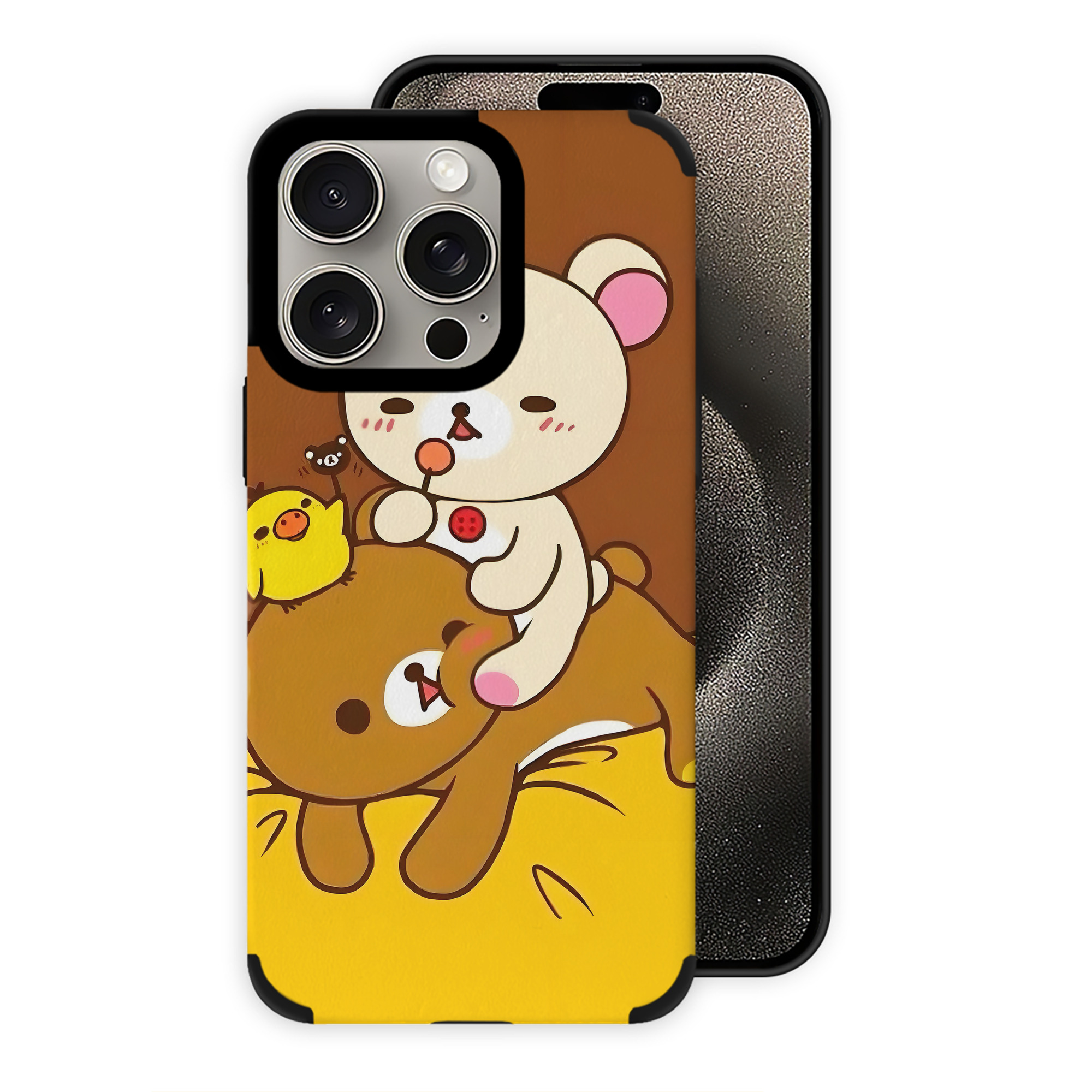 （画像用） リラックマ リラックマ キイロイトリ Rilakkuma Korilakkuma Kiiroitori 【iPhone15ProMax対応】 PUレザー スマホケース 耐衝撃＆黄変防止
