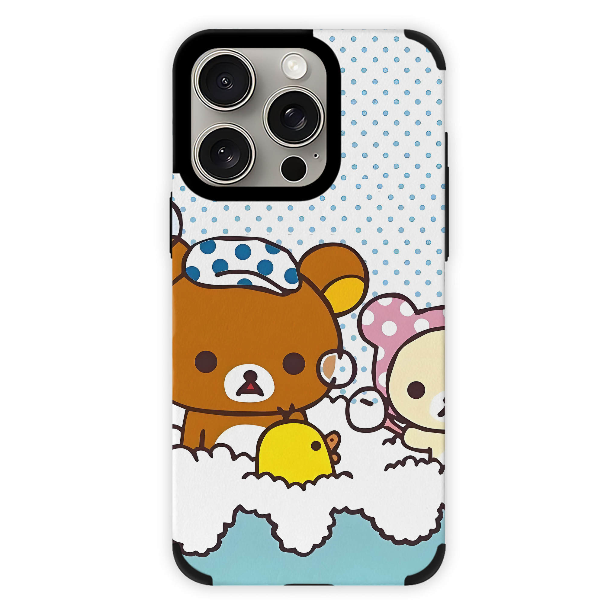 （画像用） リラックマ リラックマ キイロイトリ Rilakkuma Korilakkuma Kiiroitori 【iPhone15ProMax対応】 PUレザー スマホケース 耐衝撃＆黄変防止