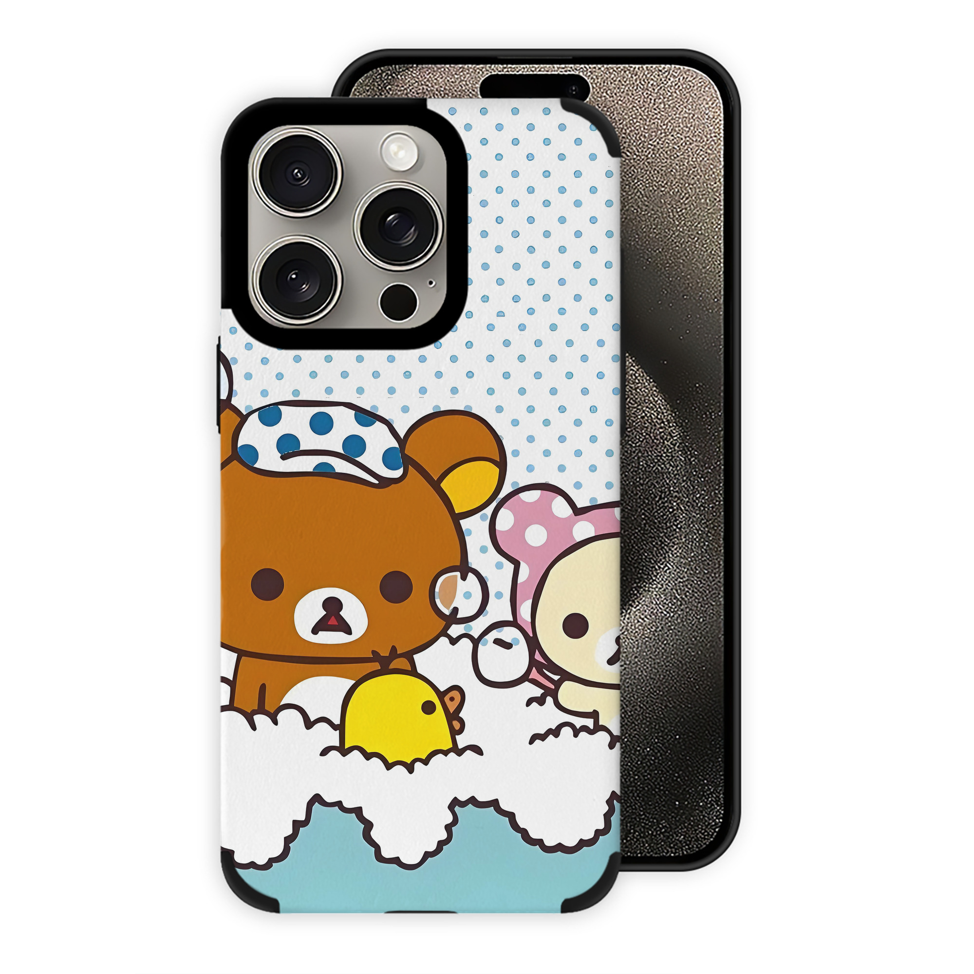 （画像用） リラックマ リラックマ キイロイトリ Rilakkuma Korilakkuma Kiiroitori 【iPhone15ProMax対応】 PUレザー スマホケース 耐衝撃＆黄変防止
