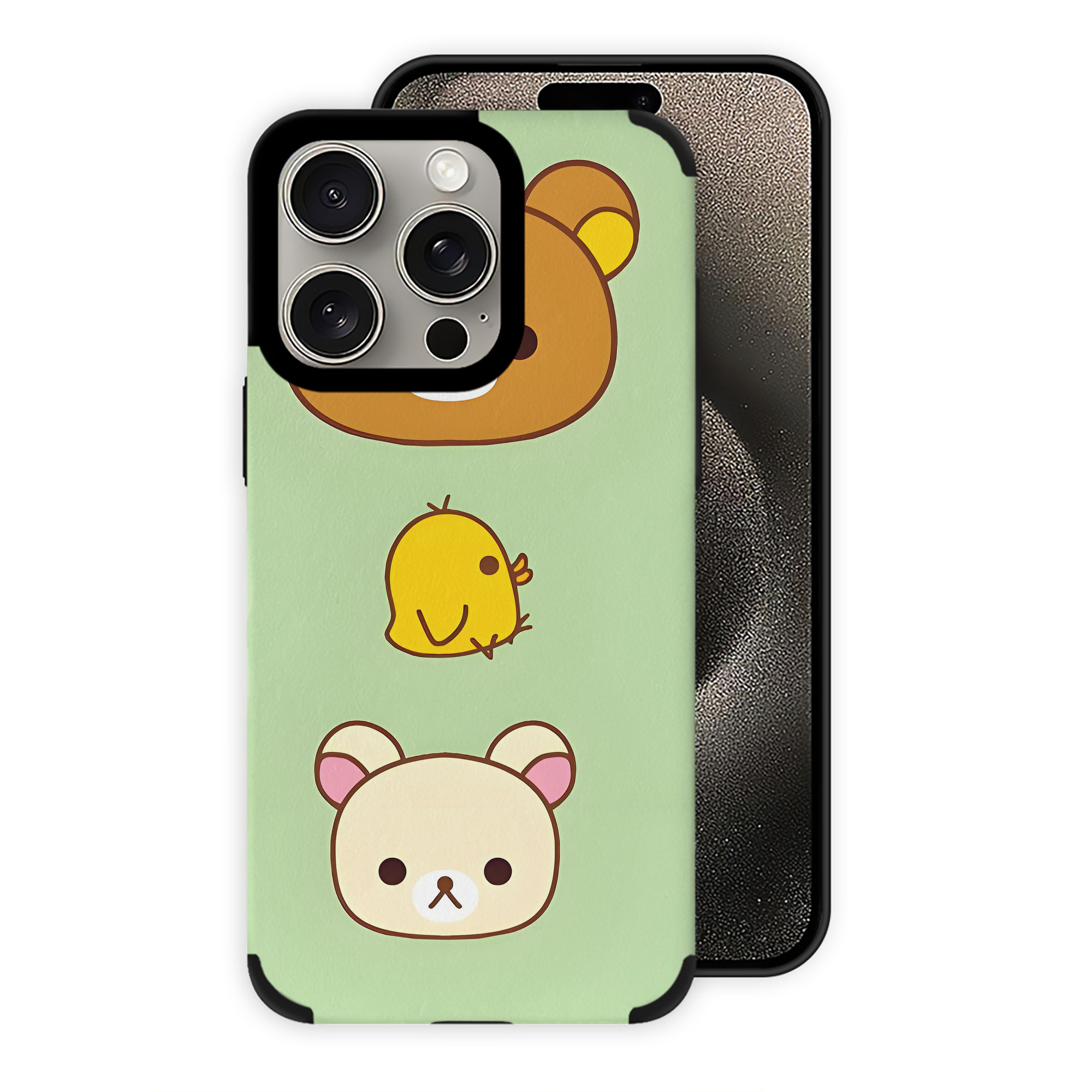 （画像用） リラックマ リラックマ キイロイトリ Rilakkuma Korilakkuma Kiiroitori 【iPhone15ProMax対応】 PUレザー スマホケース 耐衝撃＆黄変防止