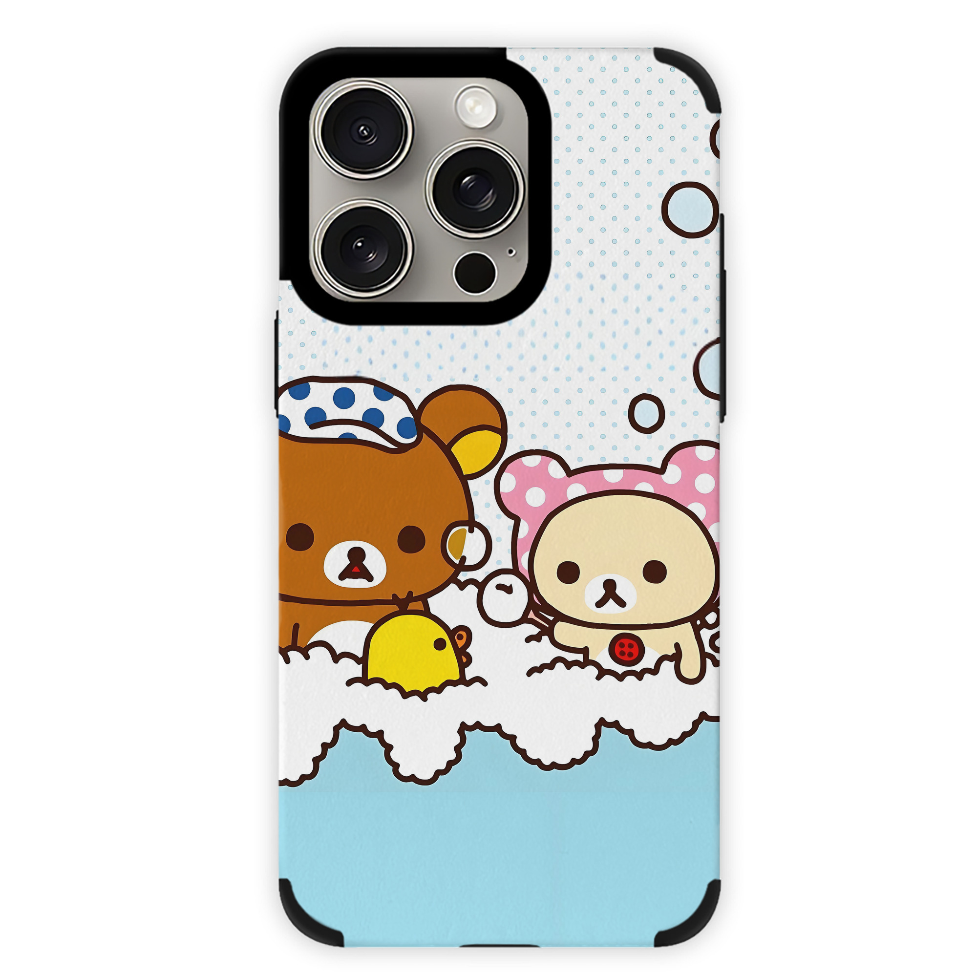 （画像用） リラックマ リラックマ キイロイトリ Rilakkuma Korilakkuma Kiiroitori 【iPhone15ProMax対応】 PUレザー スマホケース 耐衝撃＆黄変防止