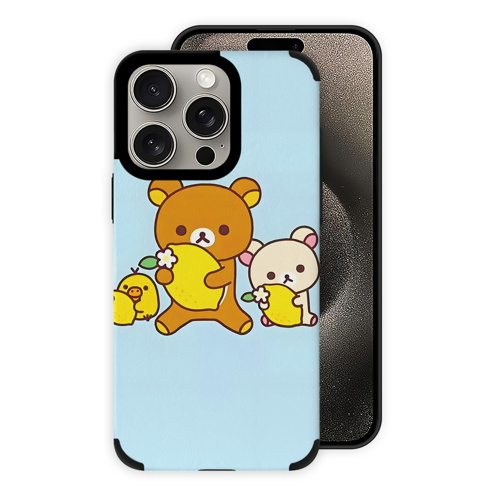 （画像用） リラックマ リラックマ キイロイトリ Rilakkuma Korilakkuma Kiiroitori 【iPhone15ProMax対応】 PUレザー スマホケース 耐衝撃＆黄変防止