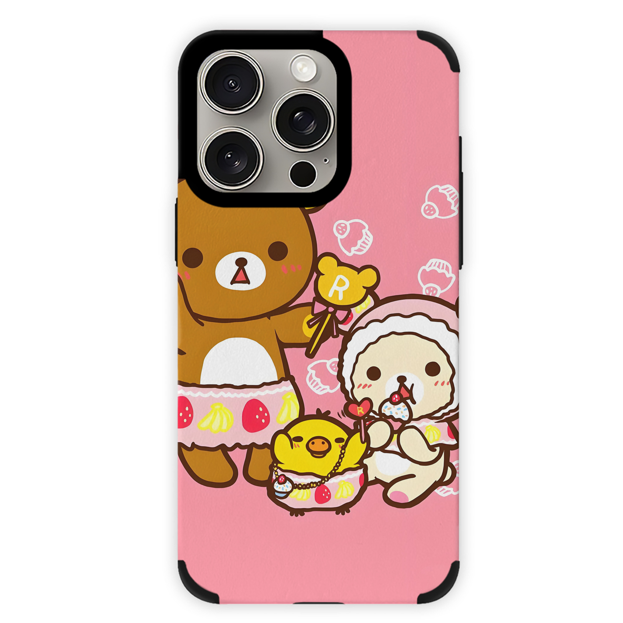 （画像用） リラックマ リラックマ キイロイトリ Rilakkuma Korilakkuma Kiiroitori 【iPhone15ProMax対応】 PUレザー スマホケース 耐衝撃＆黄変防止