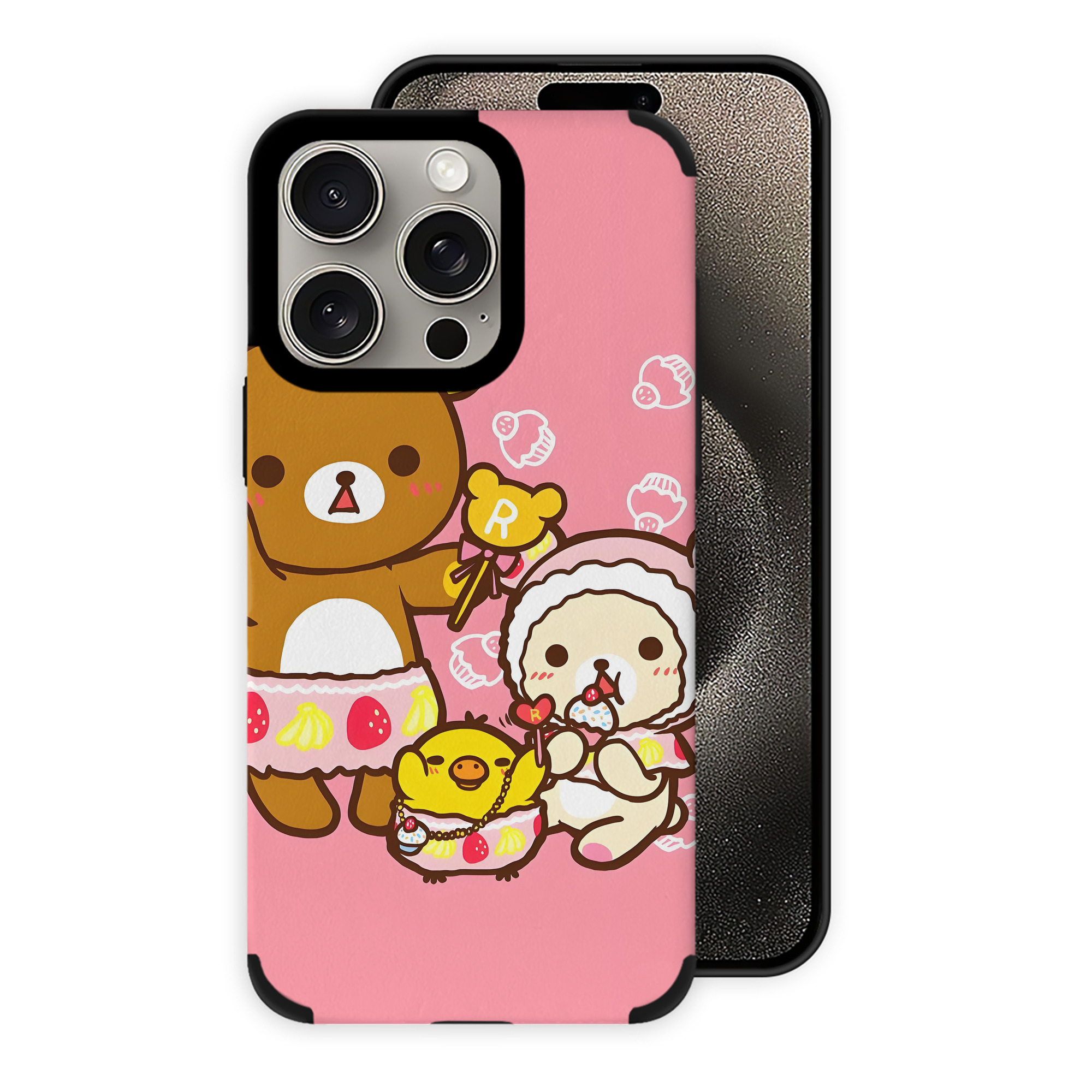 （画像用） リラックマ リラックマ キイロイトリ Rilakkuma Korilakkuma Kiiroitori 【iPhone15ProMax対応】 PUレザー スマホケース 耐衝撃＆黄変防止