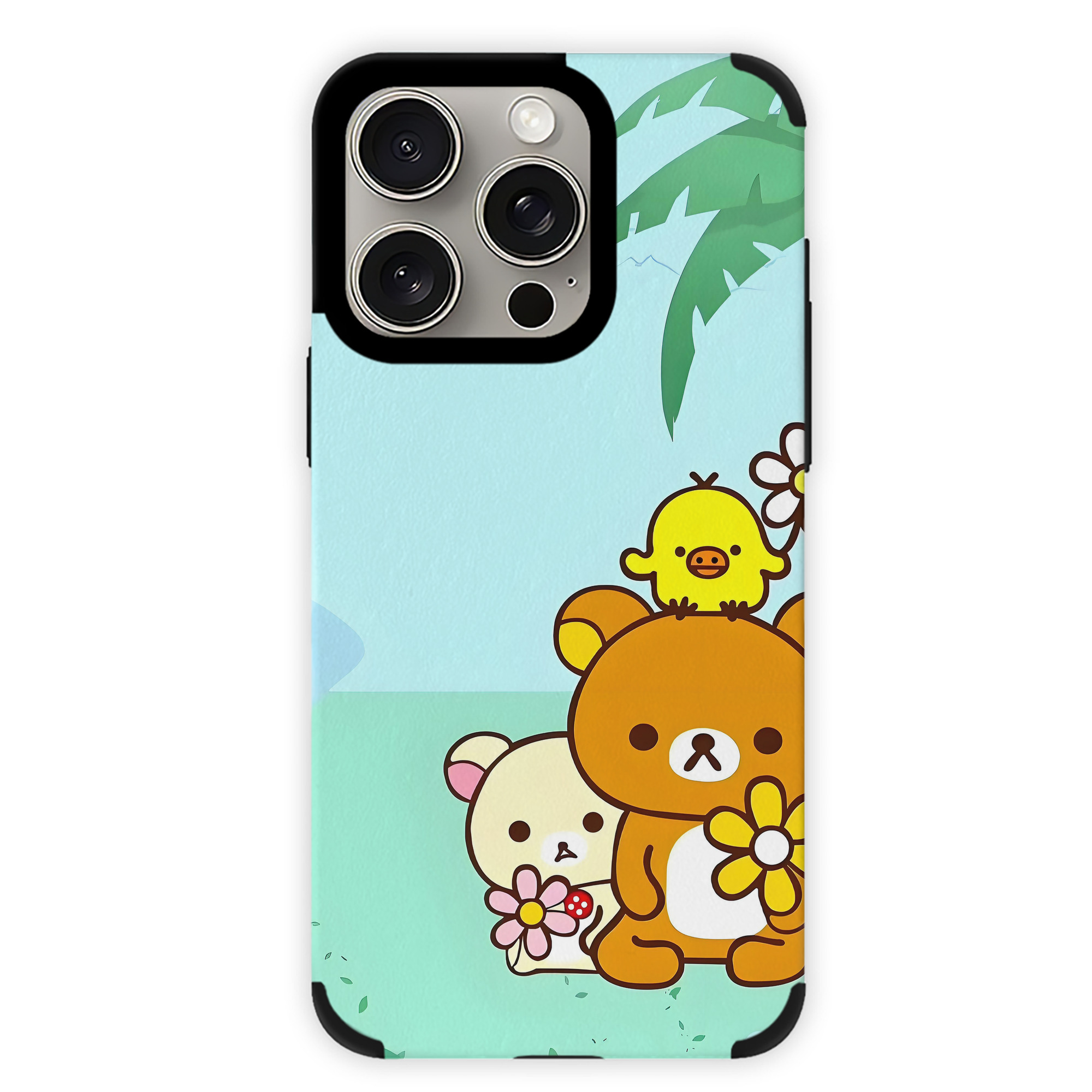 （画像用） リラックマ リラックマ キイロイトリ Rilakkuma Korilakkuma Kiiroitori 【iPhone15ProMax対応】 PUレザー スマホケース 耐衝撃＆黄変防止
