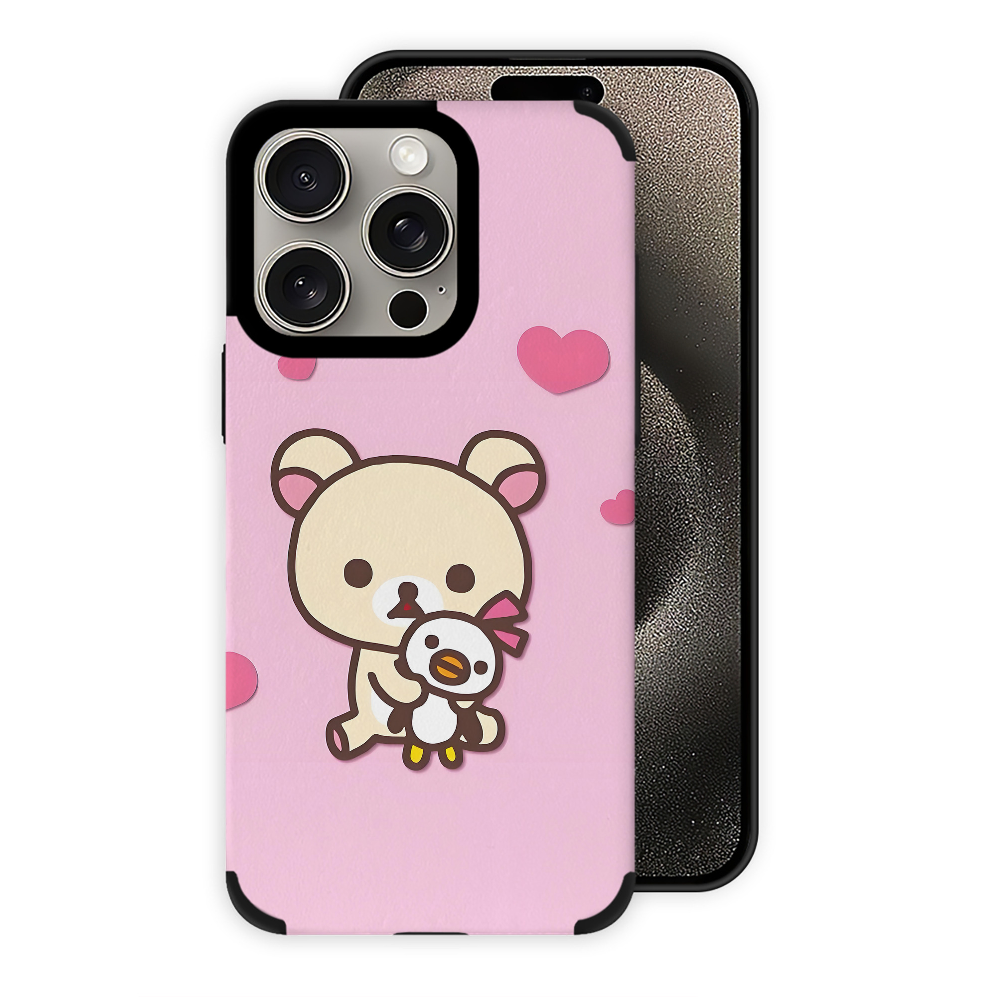 （画像用） リラックマ リラックマ キイロイトリ Rilakkuma Korilakkuma Kiiroitori 【iPhone15ProMax対応】 PUレザー スマホケース 耐衝撃＆黄変防止