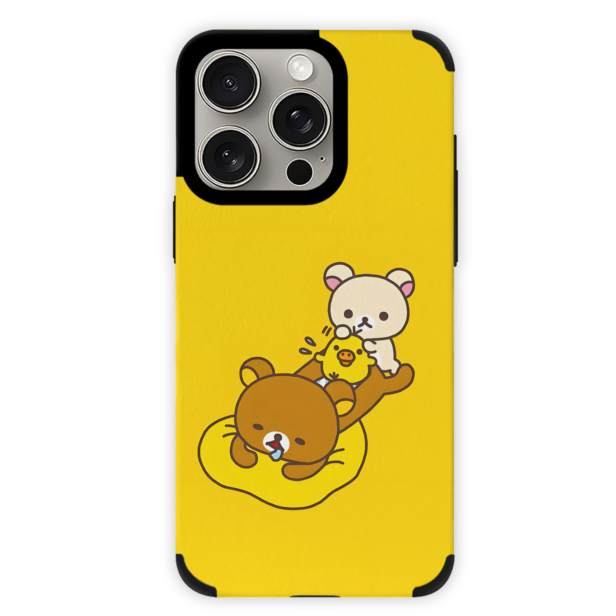 （画像用） リラックマ リラックマ キイロイトリ Rilakkuma Korilakkuma Kiiroitori 【iPhone15ProMax対応】 PUレザー スマホケース 耐衝撃＆黄変防止