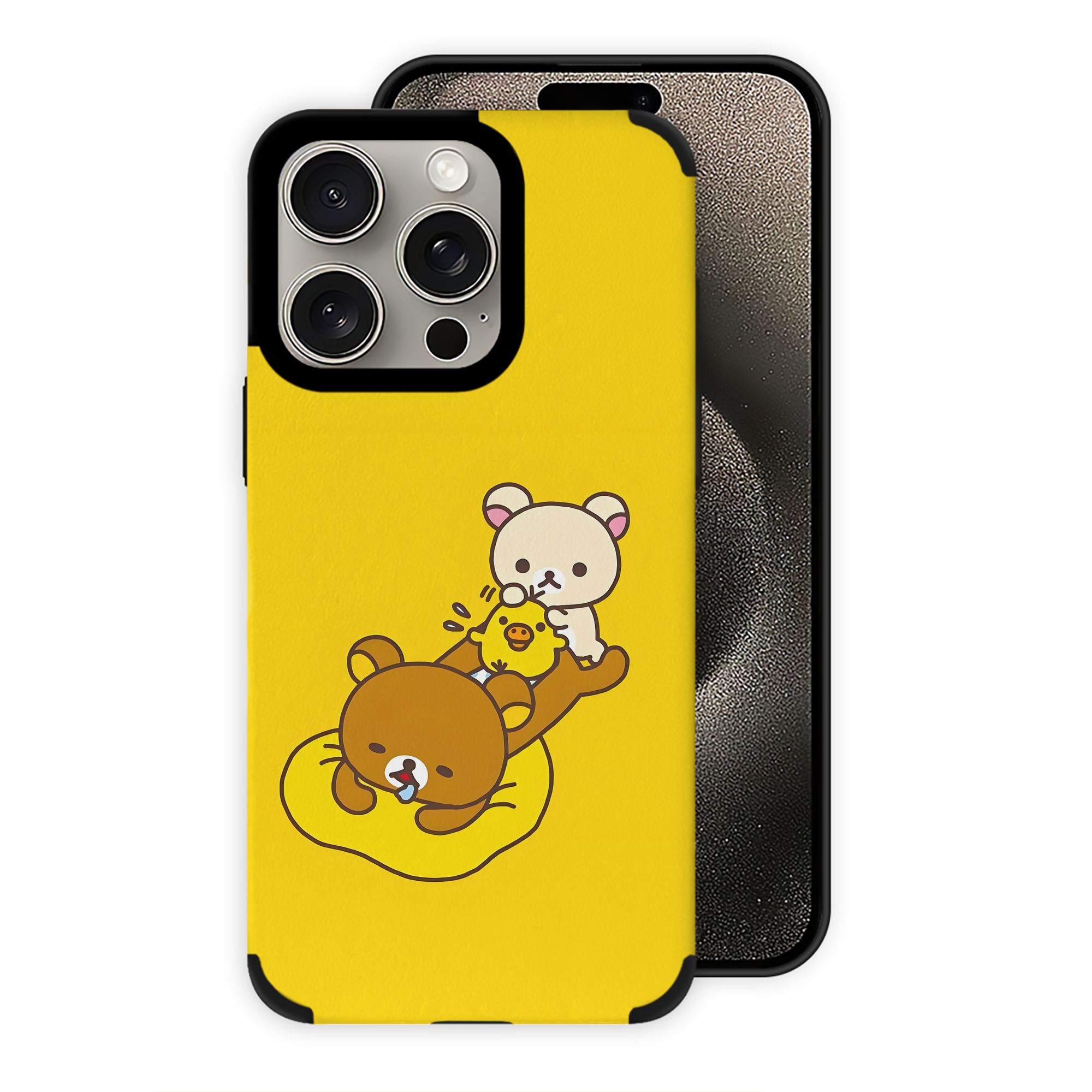 （画像用） リラックマ リラックマ キイロイトリ Rilakkuma Korilakkuma Kiiroitori 【iPhone15ProMax対応】 PUレザー スマホケース 耐衝撃＆黄変防止