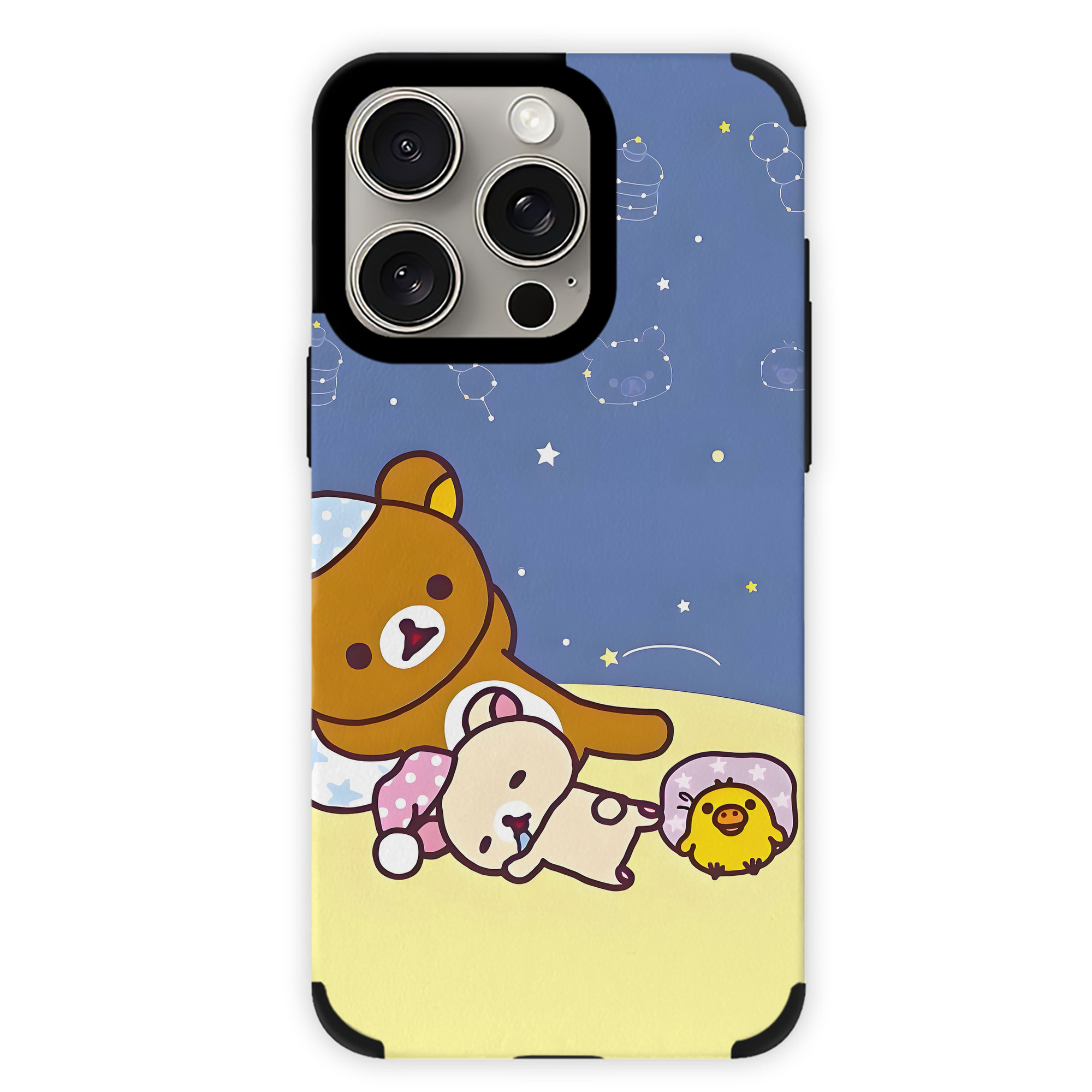 （画像用） リラックマ リラックマ キイロイトリ Rilakkuma Korilakkuma Kiiroitori 【iPhone15ProMax対応】 PUレザー スマホケース 耐衝撃＆黄変防止