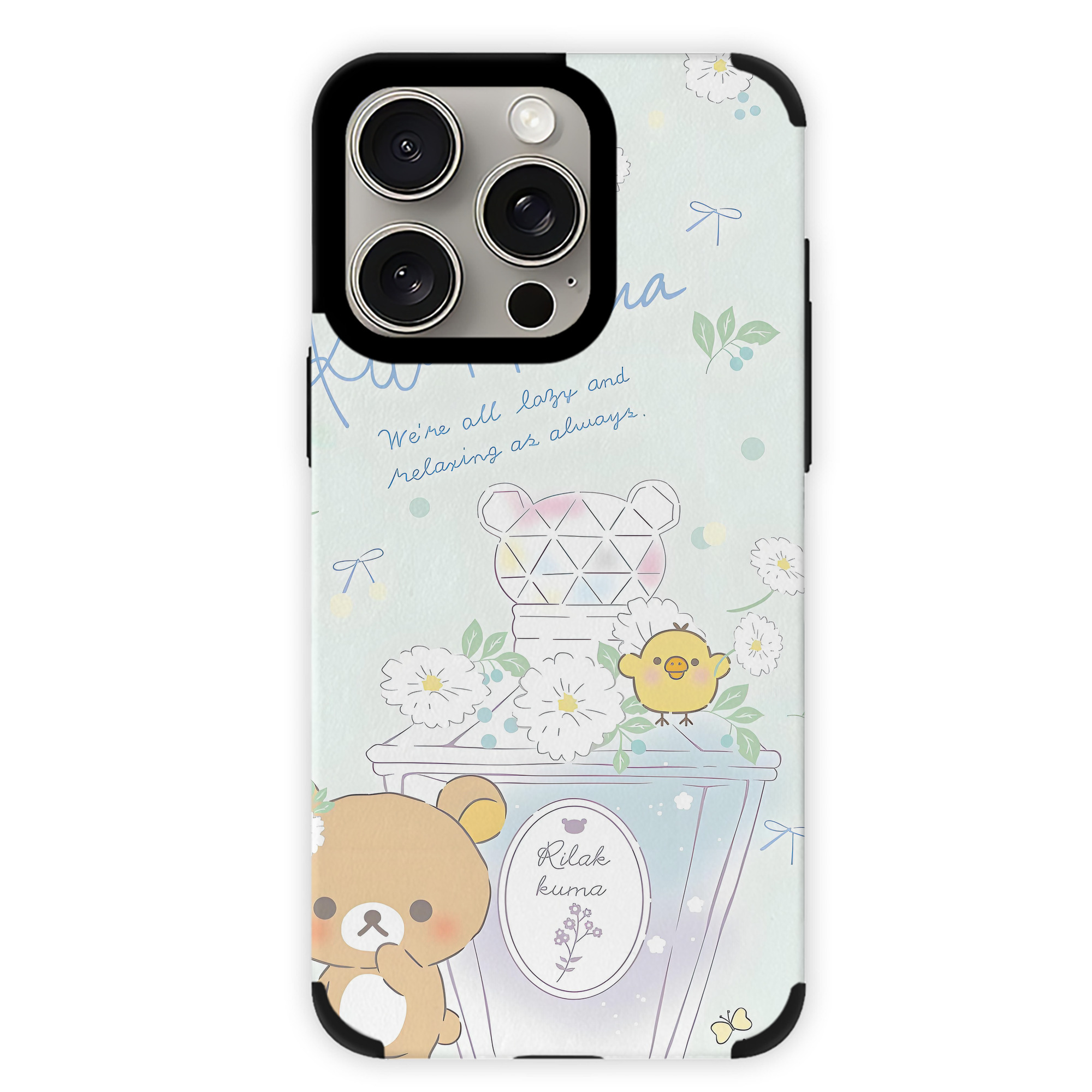 （画像用） リラックマ リラックマ キイロイトリ Rilakkuma Korilakkuma Kiiroitori 【iPhone15ProMax対応】 PUレザー スマホケース 耐衝撃＆黄変防止