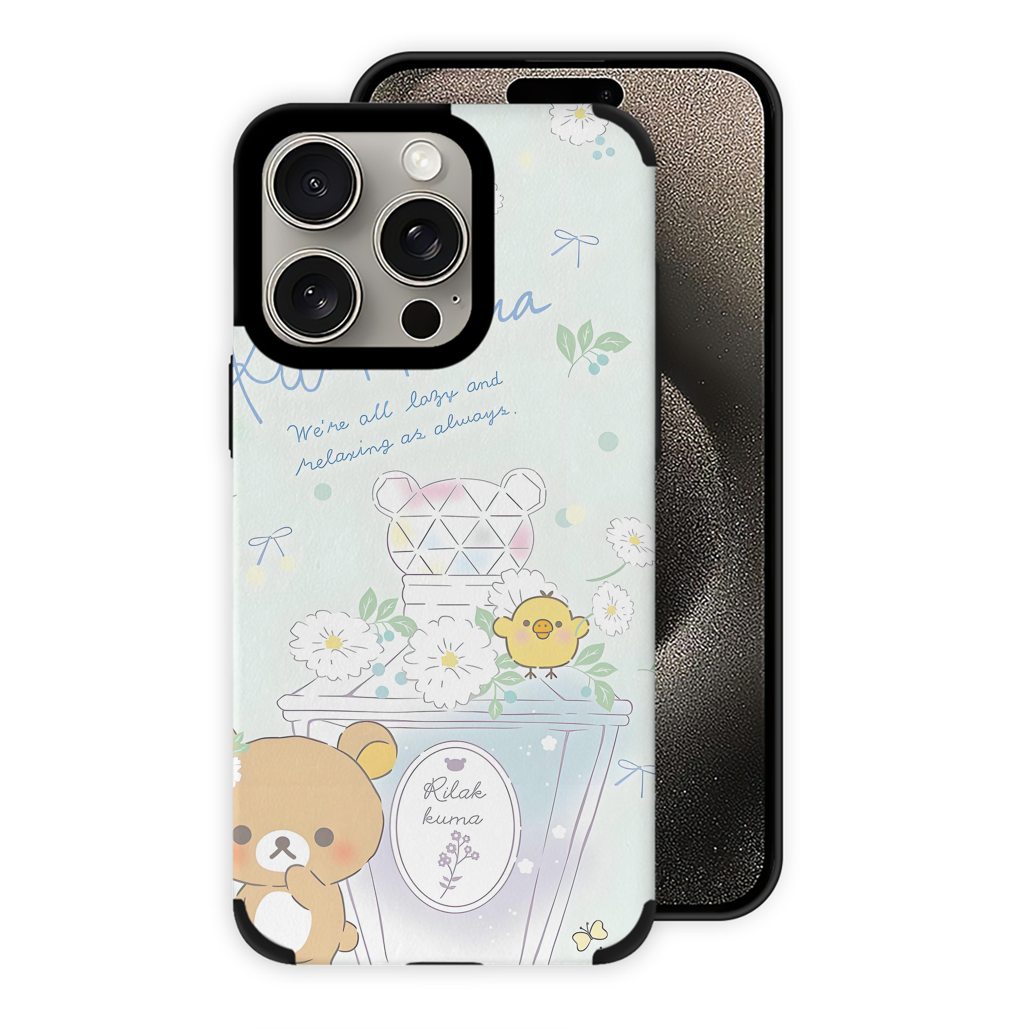 （画像用） リラックマ リラックマ キイロイトリ Rilakkuma Korilakkuma Kiiroitori 【iPhone15ProMax対応】 PUレザー スマホケース 耐衝撃＆黄変防止
