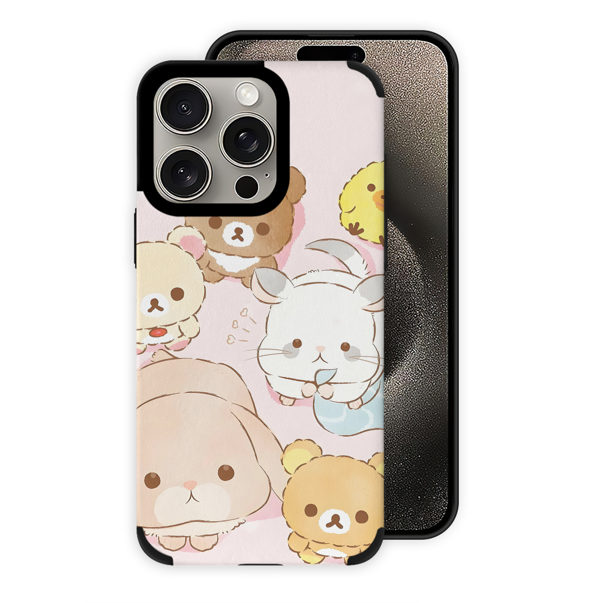 （画像用） リラックマ リラックマ キイロイトリ Rilakkuma Korilakkuma Kiiroitori 【iPhone15ProMax対応】 PUレザー スマホケース 耐衝撃＆黄変防止