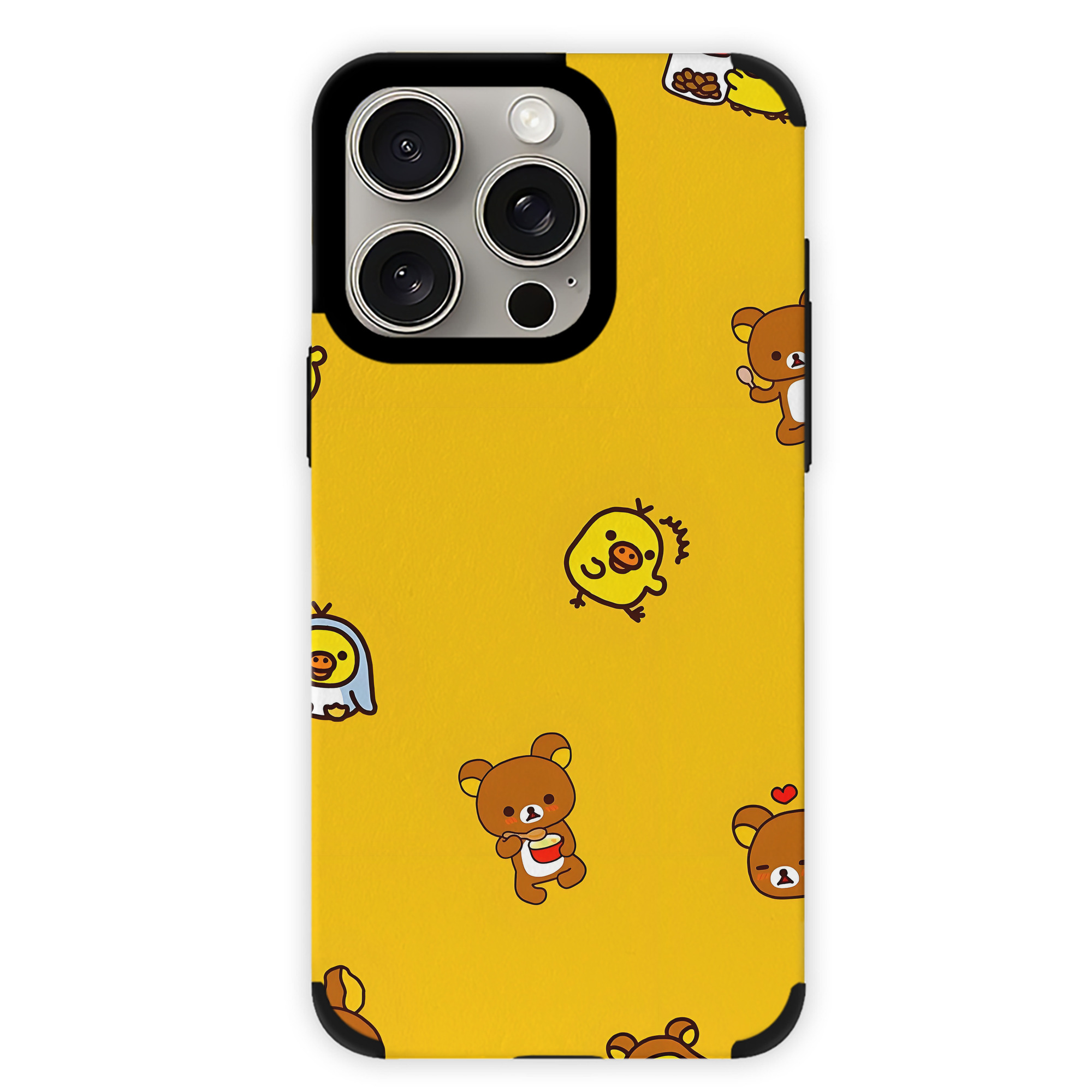 （画像用） リラックマ リラックマ キイロイトリ Rilakkuma Korilakkuma Kiiroitori 【iPhone15ProMax対応】 PUレザー スマホケース 耐衝撃＆黄変防止