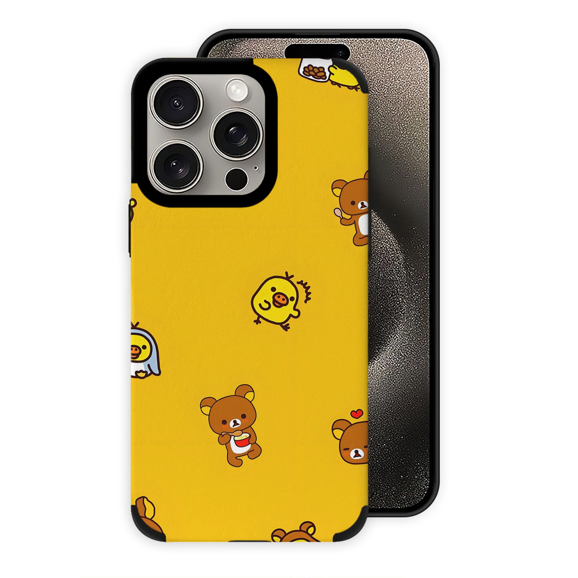 （画像用） リラックマ リラックマ キイロイトリ Rilakkuma Korilakkuma Kiiroitori 【iPhone15ProMax対応】 PUレザー スマホケース 耐衝撃＆黄変防止