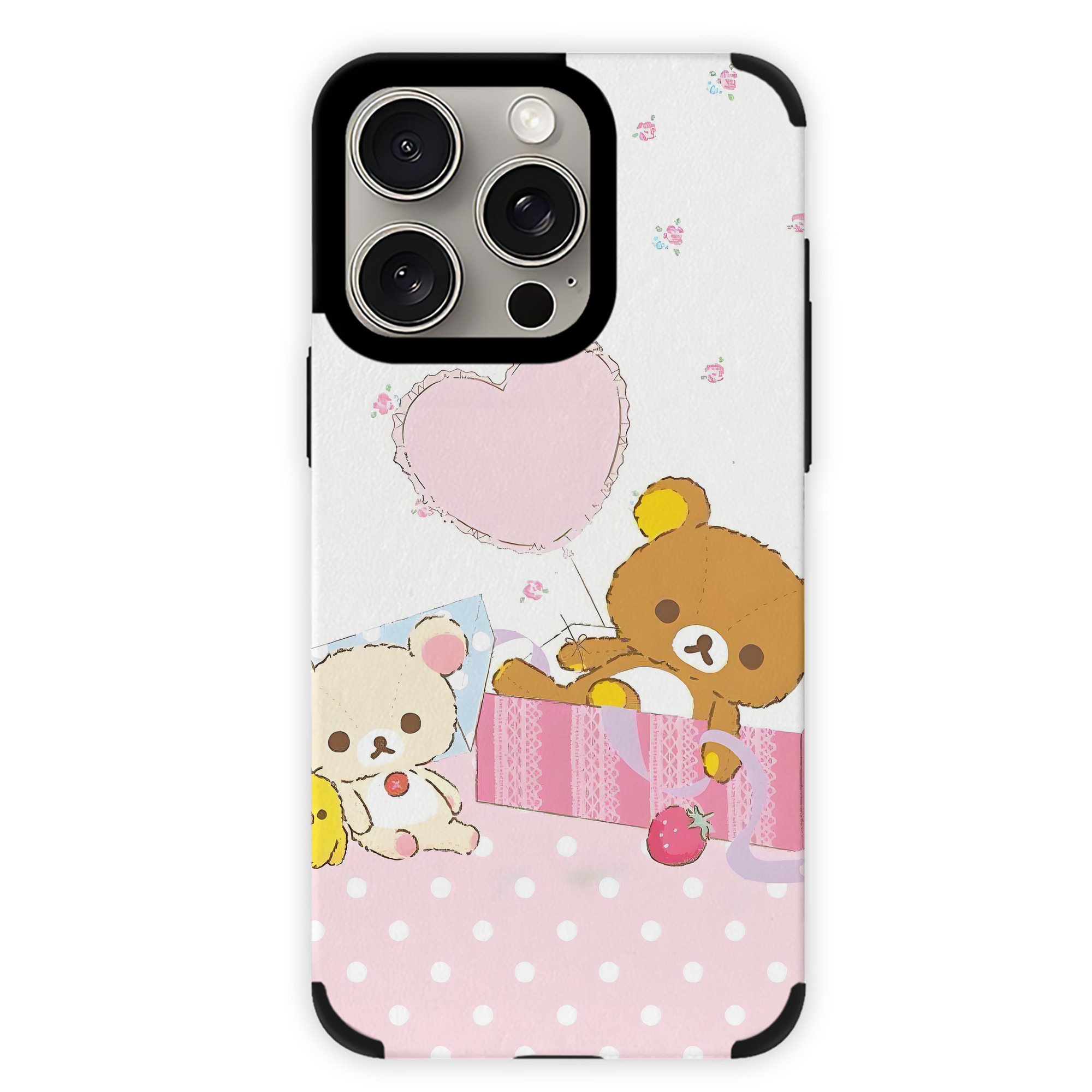 （画像用） リラックマ リラックマ キイロイトリ Rilakkuma Korilakkuma Kiiroitori 【iPhone15ProMax対応】 PUレザー スマホケース 耐衝撃＆黄変防止